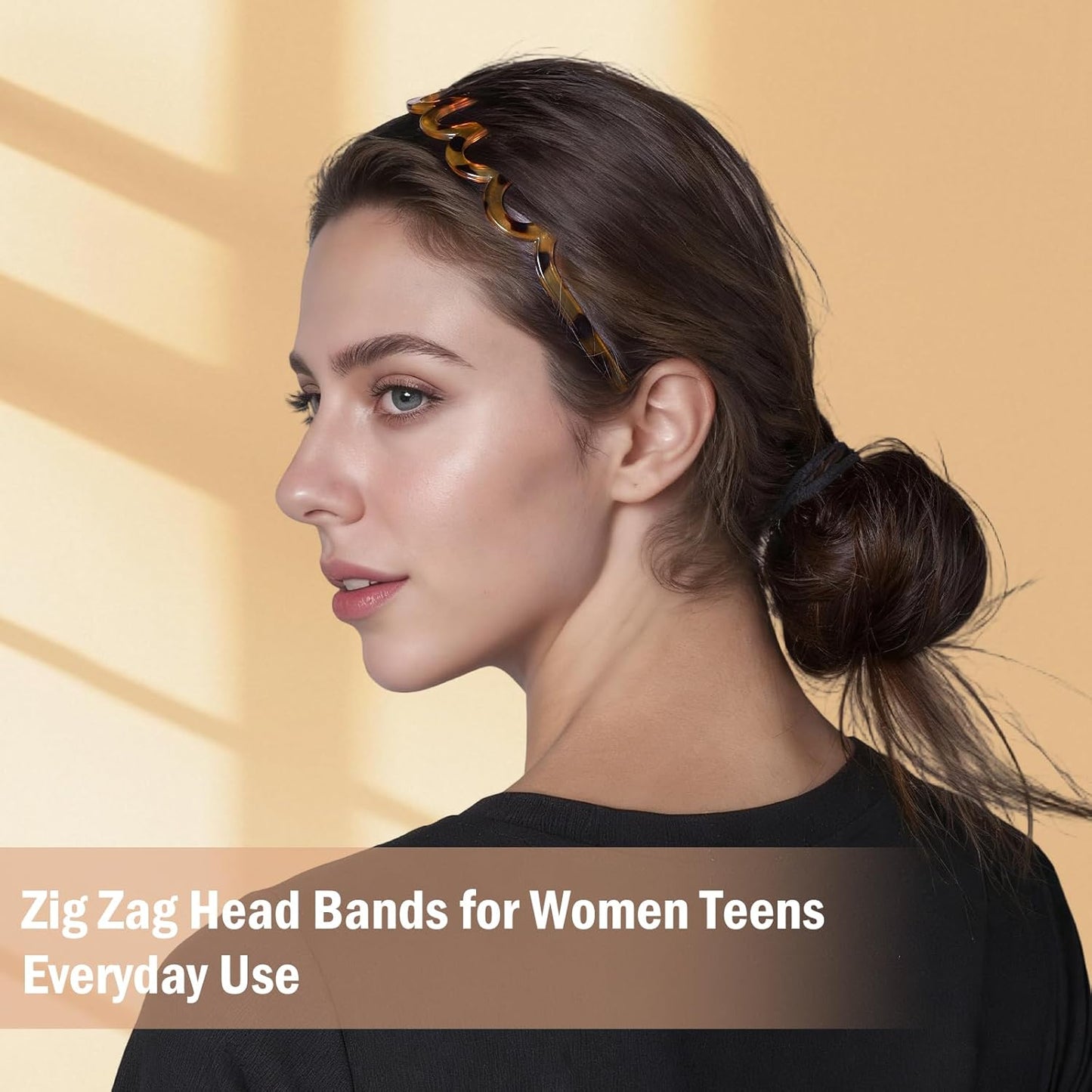 2PCS U Shape Fashion Tooth Hair Comb Headband 2025 New, High Cranium Headband for Women, Zig Zag Head Bands for Women Teens Hair Accessories Everyday Use (Amber-2PCS)