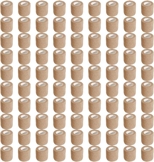 100 Rolls Self Adhesive Bandage Wrap 2 inch Cohesive Bandage Wrap Stretch Bandages Wraps Tape Elastic Self-Adherent Tape for Wrist Ankle Sports Swelling Sprains （Skin）