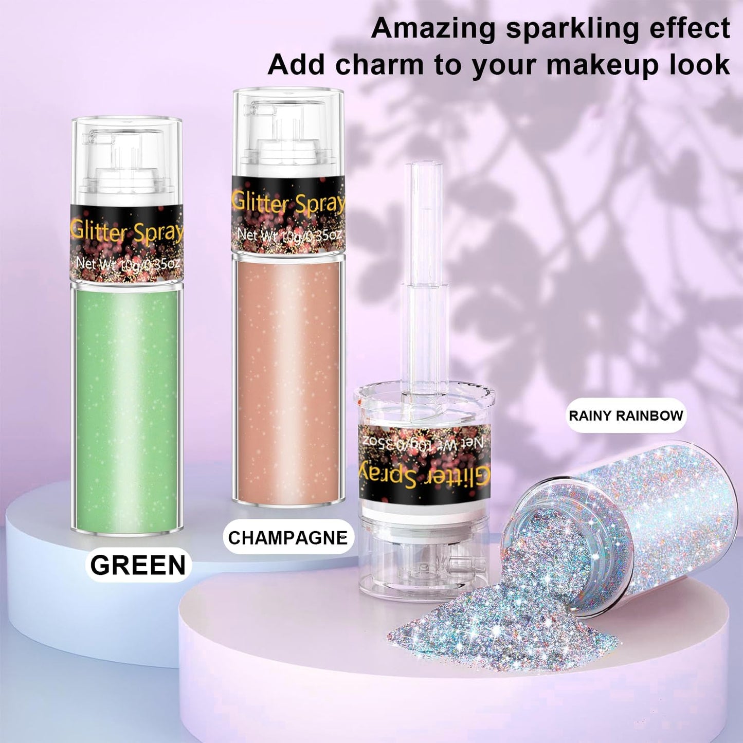 Hair and Body Glitter Spray, 1PC Glint-Rainbow Glitter Hairspray Dry Powder Makeup for Clothes, Festival Rave Prom Loose Sparkle Powder,Holographic Ultra Fine Resin Glitters for Crafts (Glint-Rainbow)