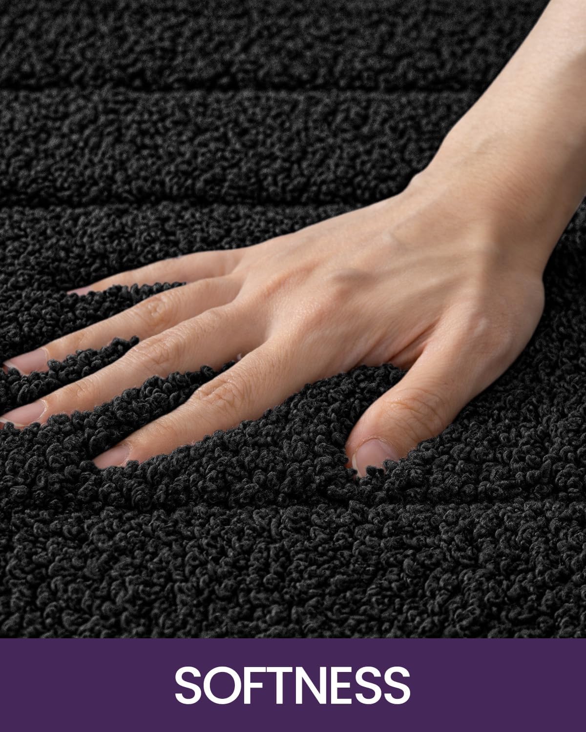 DEXI Bathroom Rug 32x20, Non Slip Washable Bath Mat for Shower Floor, Absorbent Soft Bathmat with Rubber Backing, Quick Dry Microfiber Carpet, Black