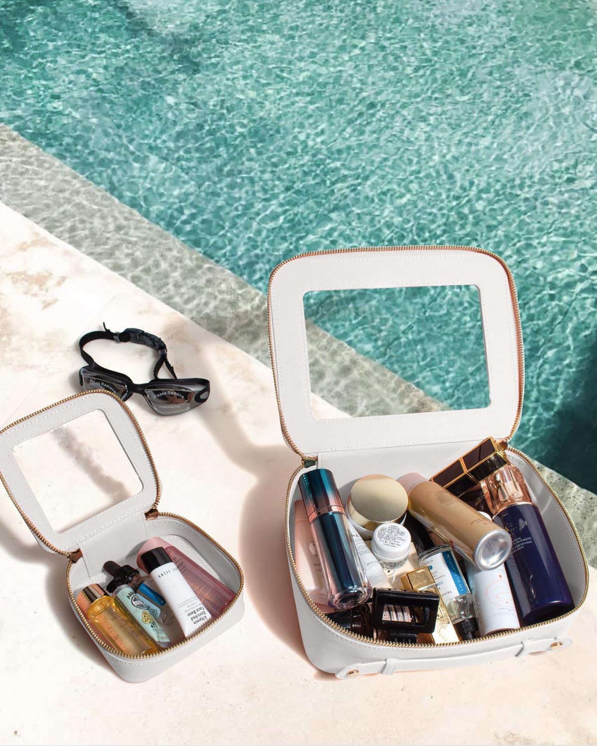 Travel Clear Makeup Bag Set, TSA Approved Cosmetic Bag Case with Zipper Portable Makeup Pouch Toiletry Bag Women Traveling Cosmetic Organizer Storage Bag Car Organizer Car Essentials for Women