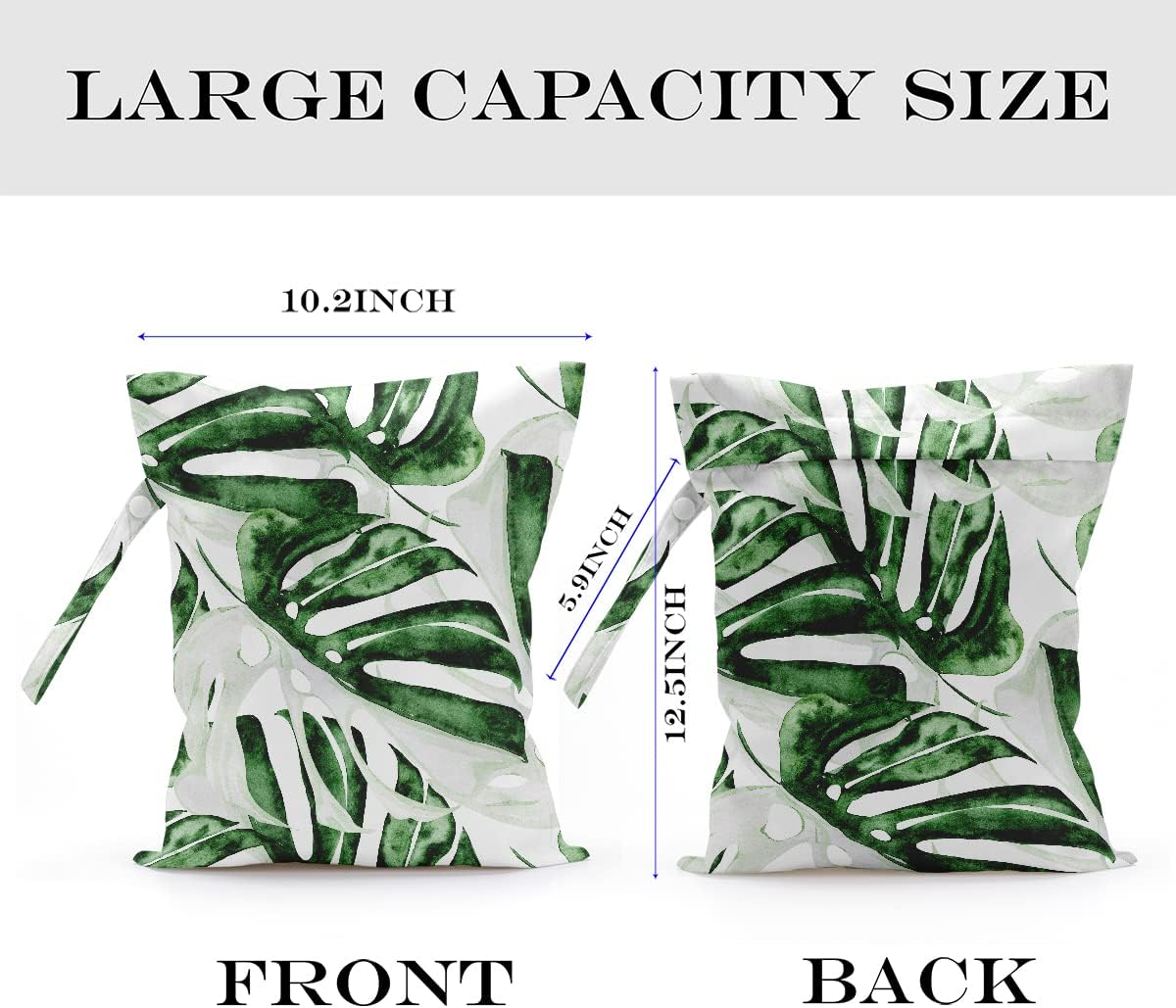 Wet Bag, Wet Dry Bag, Wet Bag for Swimsuit, Travel, Beach, Pool, Diapers, Dirty Yoga Gym Clothes, Makeup Bag, Waterproof Tropical Palm Leaves Decor Jungle Palm Leaf Favors