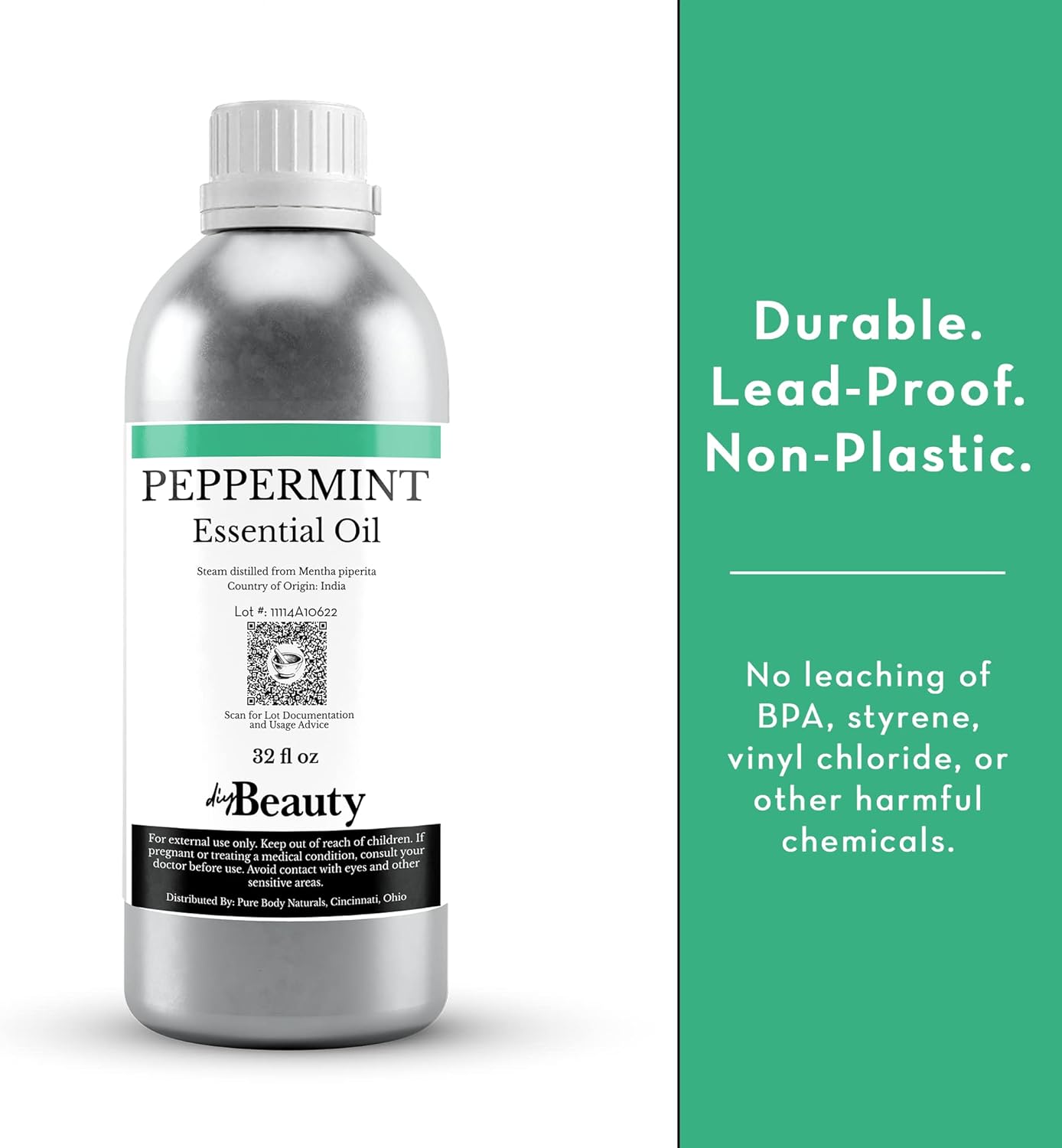 Bulk Peppermint Essential Oil - Large Size 32 fl oz Bottle - 100% Pure and Undiluted Therapeutic Grade Mentha Piperita - Concentrated Extract