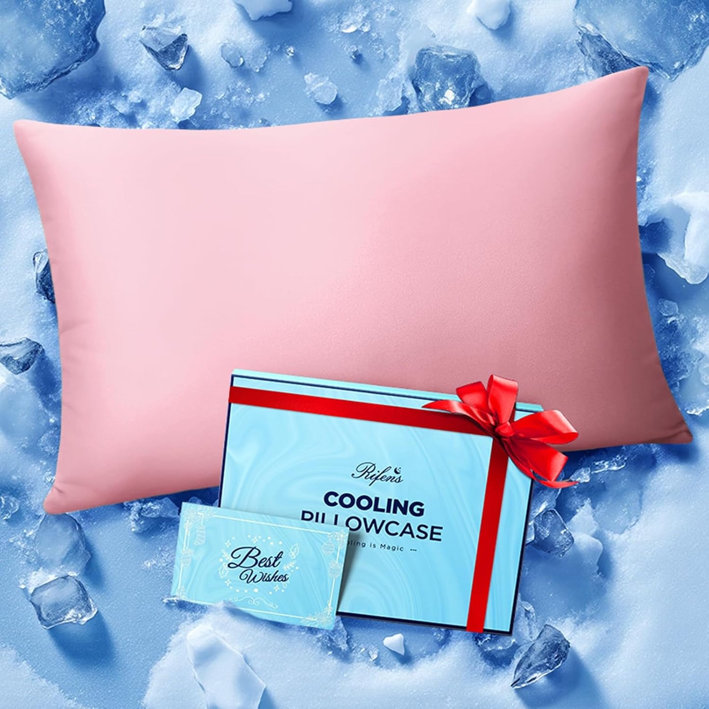 Ice Cooling Pillowcase for Hot Sleepers, Instantly Cool, Stay Cold All Night, Softer Than Silk Pillow Cases, Pillow Covers with Invisible Zipper, Gift for Men & Women - Queen Size, Coral Pink (1 Pack)