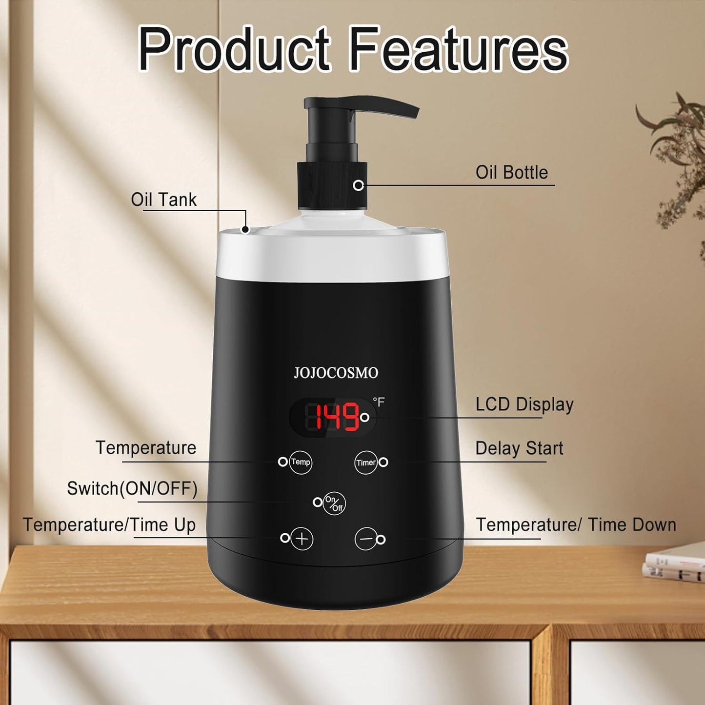 Massage Oil Warmer Digtal Lotion Warmer for SPA, Automatic Oil Warmer For Massage Oil Lotion Cream Heater for Salon, Home, with Two Oil Bottle Dispenser (black)