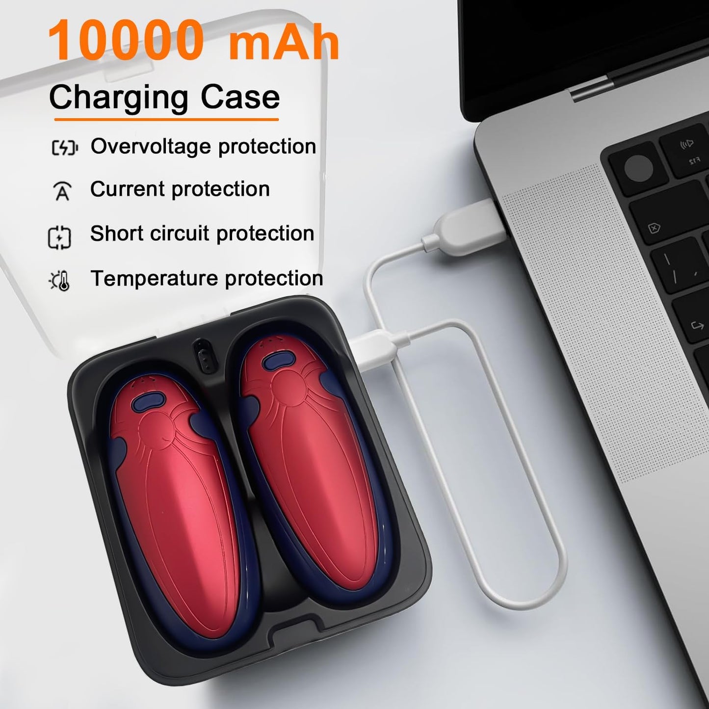 Hand Warmers Rechargeable 2 Pack,with Charging Case,14000mAh Electric Hand Warmer Reusable, 60Hrs Long Heating, Portable Pocket Heater Handwarmer for Women Men, Outdoor Camping, Ski Equipment