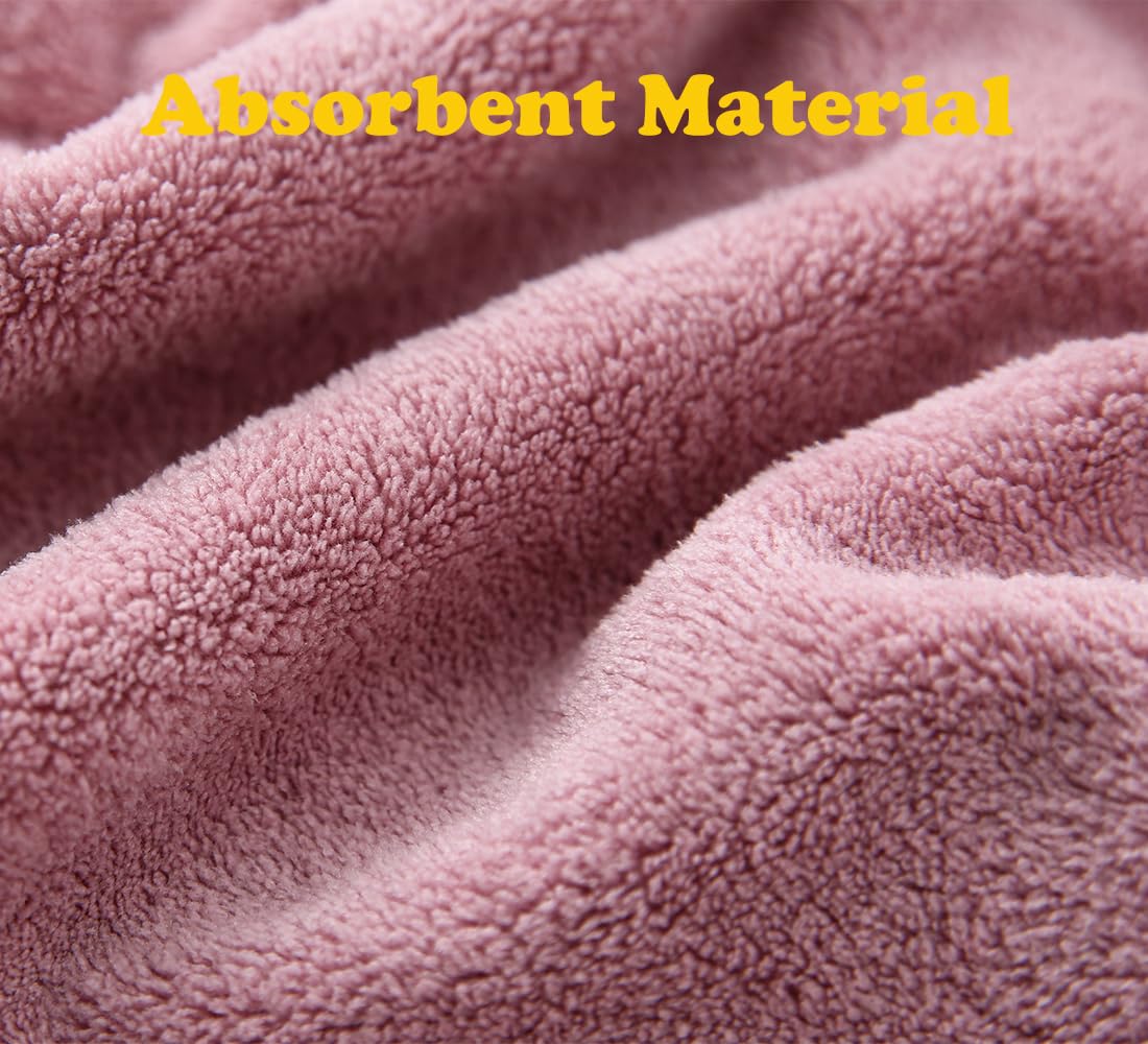 2 Pack Microfiber Hair Towel Wrap,Hair Drying Towel with Button Design,Head Towel to Dry Curly Hair Quickly (Bean Pink)