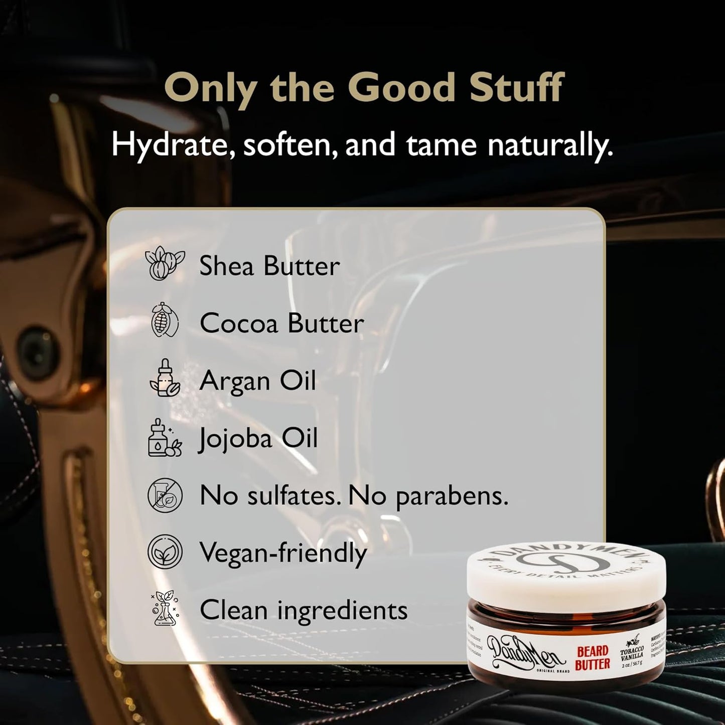 Beard Butter – Deep Hydration and Styling Control with Shea Butter & Argan Oil – 2 oz (Tobacco Vanilla)