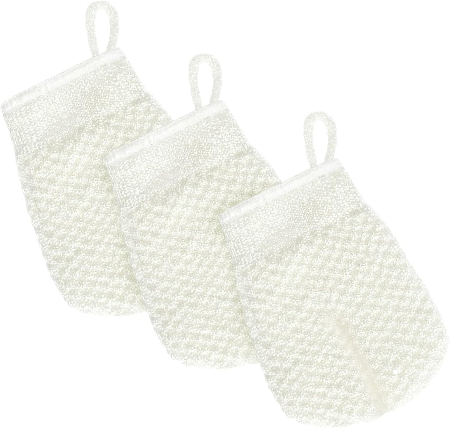 MIG4U 3 PCS Exfoliating Facial Scrubber Mitt, Face Cleanser Wash Mittens Exfoliator for Men & Women Dead Skin Cleaning Gloves