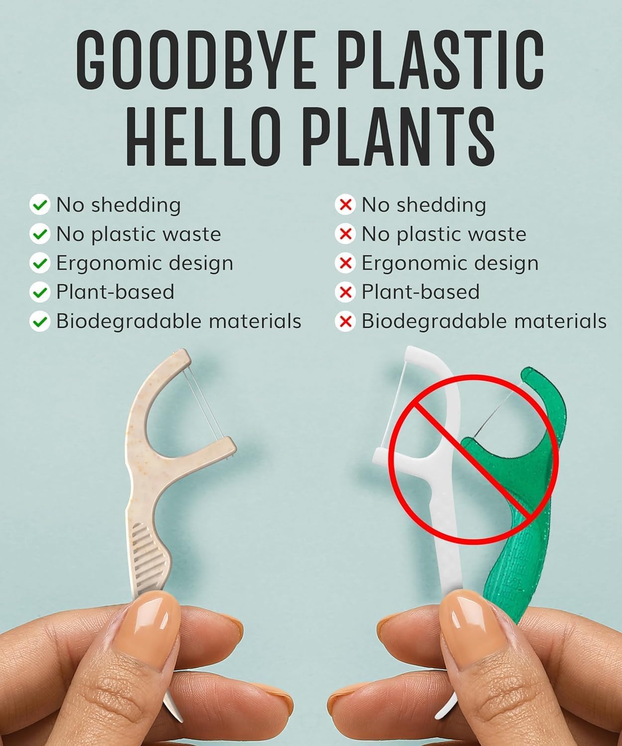 Floss Picks Biodegradable (200pcs) - Plant Based Dental Floss Picks, Natural Flossers for Adults & Kids, Nontoxic Vegan Tooth Pick Flossers & Eco Floss Sticks - Double Thread Unflavored