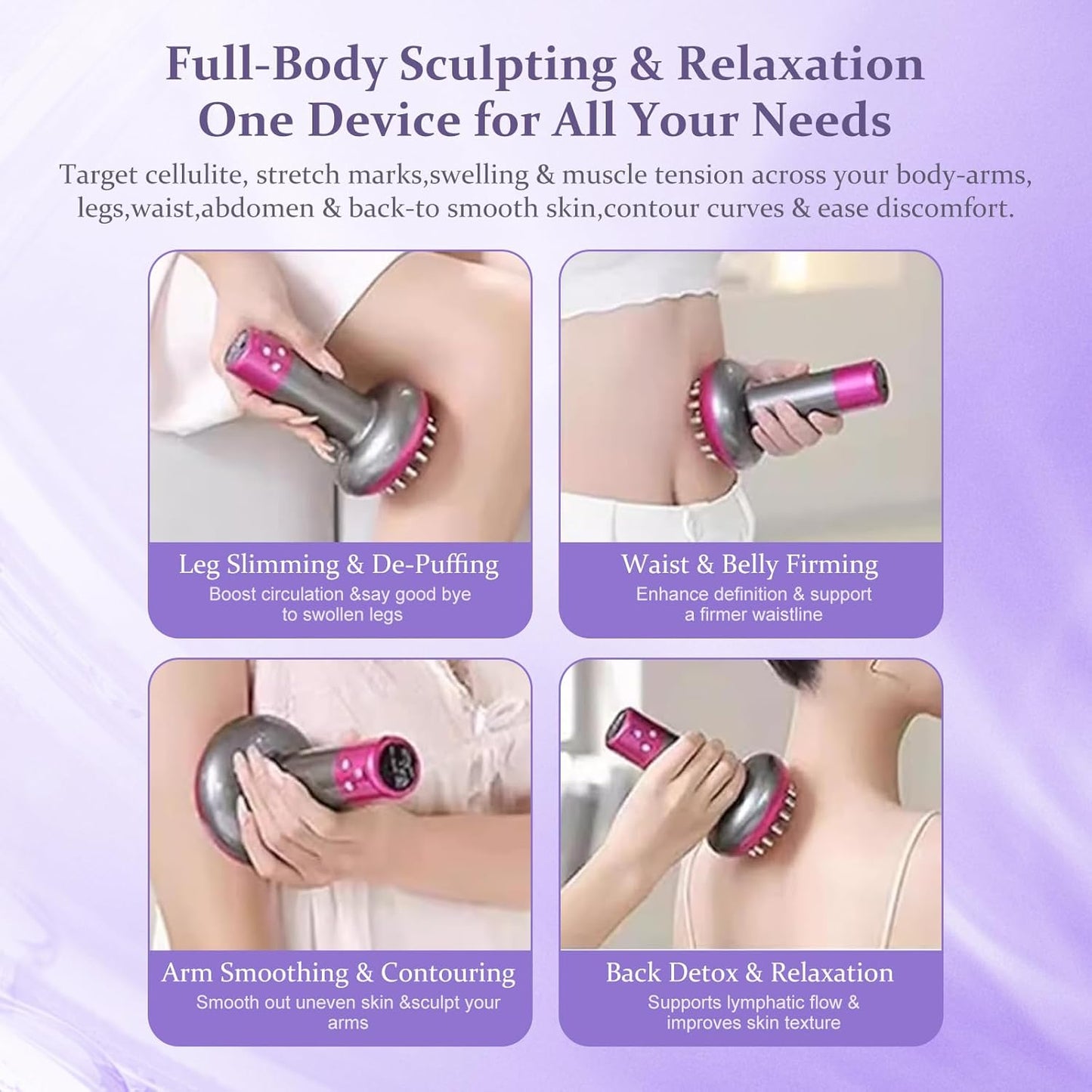 Lymphatic Drainage Massager，Help Reduce Stretch Mark, Cellulite, for Belly、 Neck、 Leg 、Hip Arm ，Improves Absorption of Skincare Body Oil Serum, Stretch Mark Creams and Stretch Mark Lotions