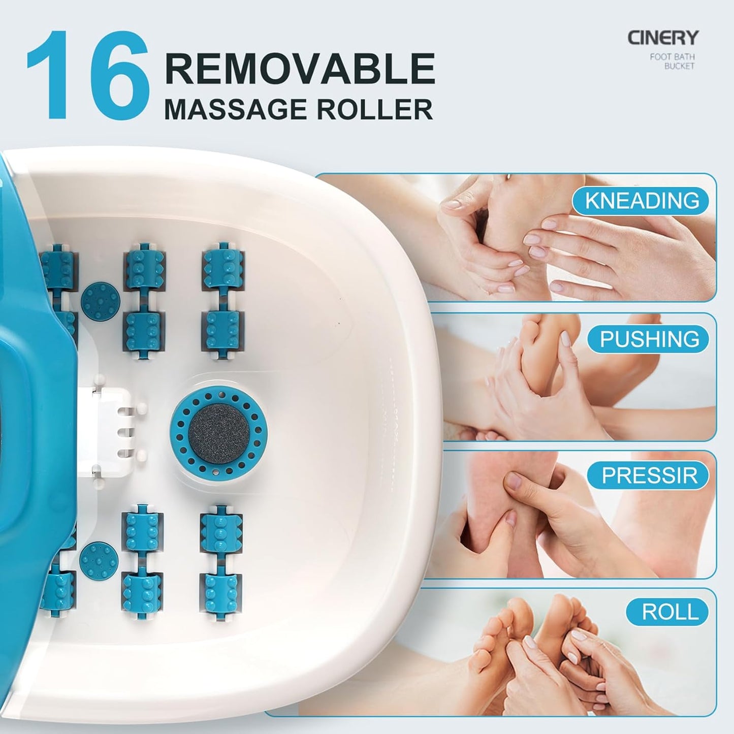 FIAHNG Foot Spa Massager with Heat, Bubbles, Vibration & Pedicure Foot Spa Massager for Feet Stress Relief