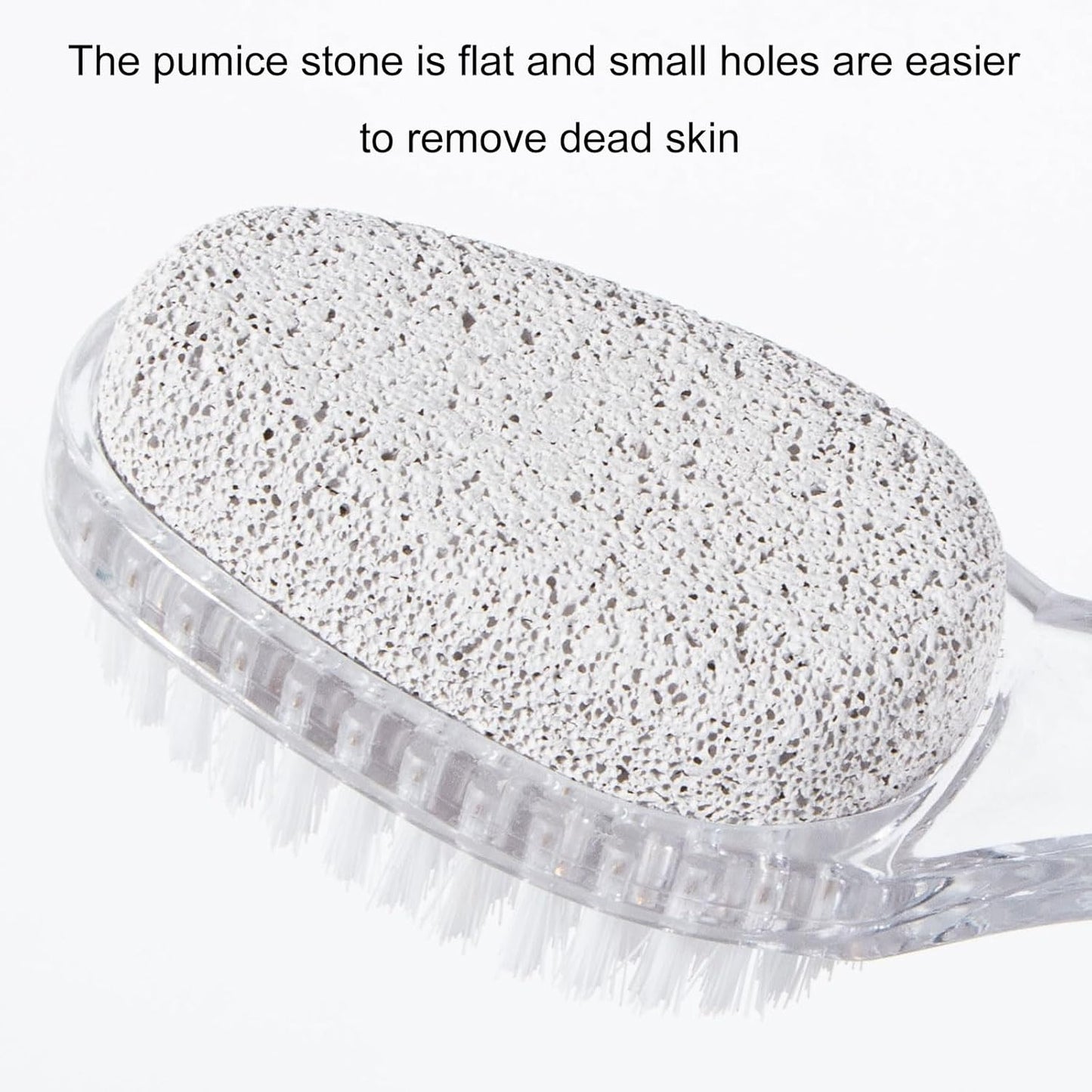 2 Pcs Foot Pumice Stone Brush Calluses Remover, Large Foot Scrubber Foot File with Handle 2 in 1 Suitable for Horniness Foot Spa, Foot Care Smooth Skin (Transparent)