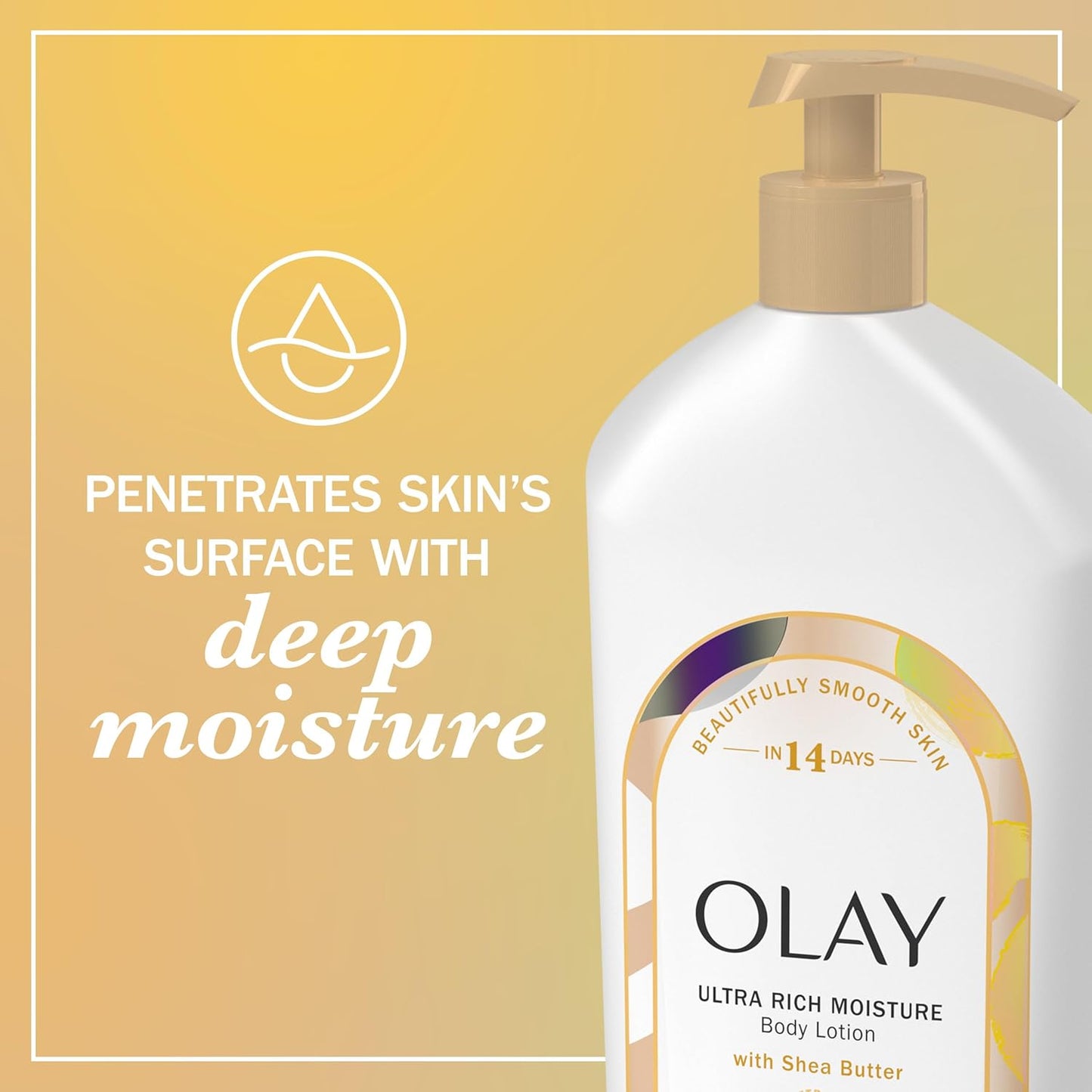 Olay Body Lotion for Women, Ultra Rich Moisture, 24hr Moisturizing & Deep Hydration, Absorbs Instantly, Penetrating Vitamin B3 Complex, For All Skin Types, Shea Butter Scent, 18 fl oz