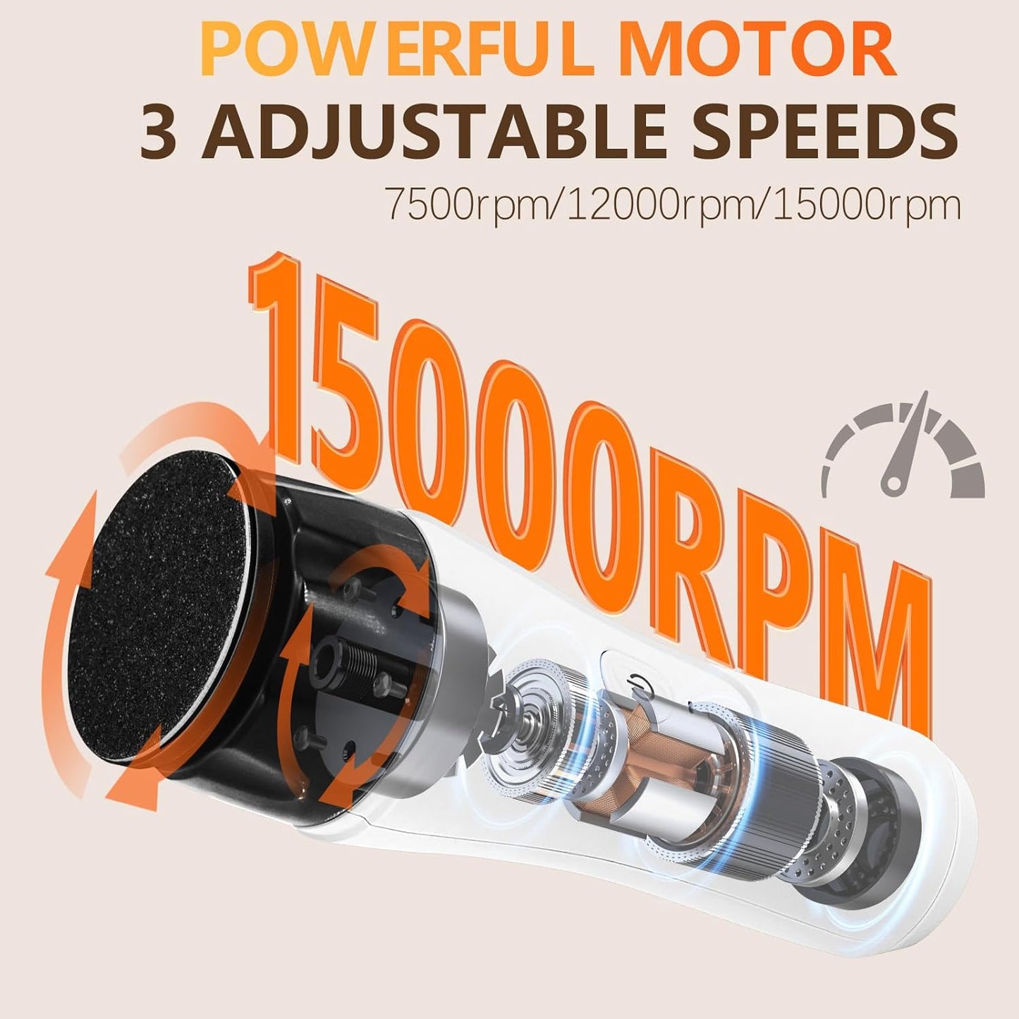 Rechargeable Electric Callus Remover for Feet, High Speed Electric Foot Callus Remover Powerful Feet Sander Grinder for Women Men Dead Skin Cracked Heels (White)