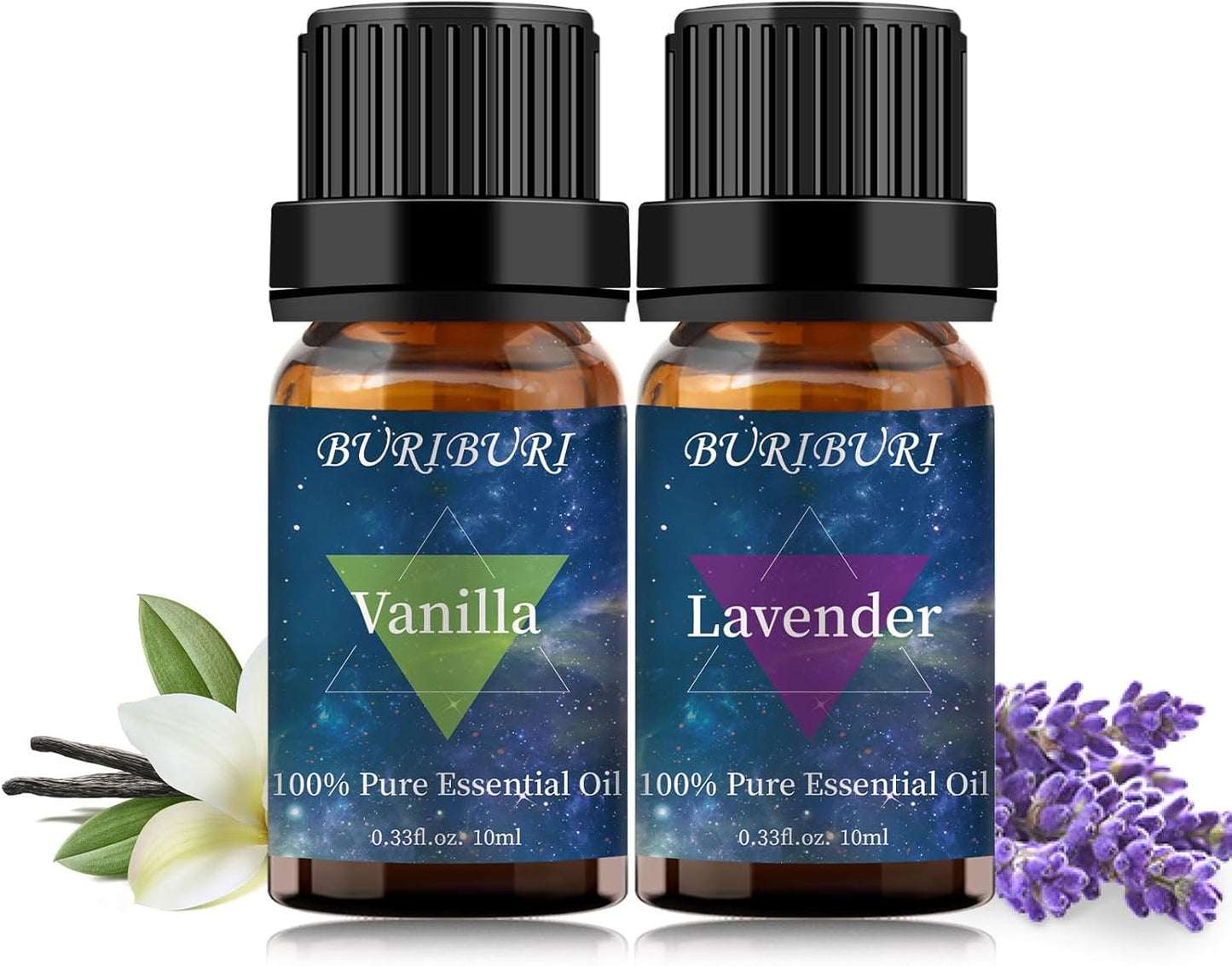 BURIBURI Lavender Essential Oil and Vanilla Oil Essential Oil Set, 100% Pure, Undiluted, Natural Essential Oils Mother's Day Gift Set for Diffuser, Massage (Lavender+Vanilla)