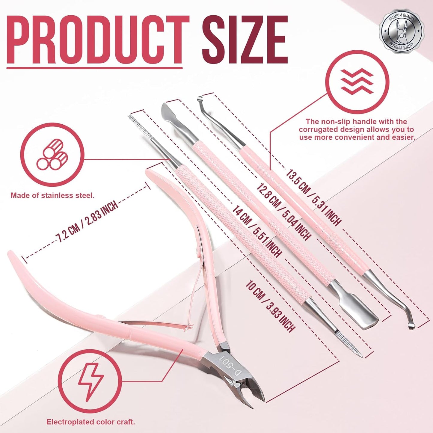 FANDAMEI Cuticle Kit, 4 PCS Nail Care Kit, Cuticle Trimmer, Cuticle Nippers, Ingrown Toenail Removal Kit, Cuticle Clippers, Cuticle Pusher, Nail Cuticle Trimmer, Manicure and Pedicure Kit, Nail Tools