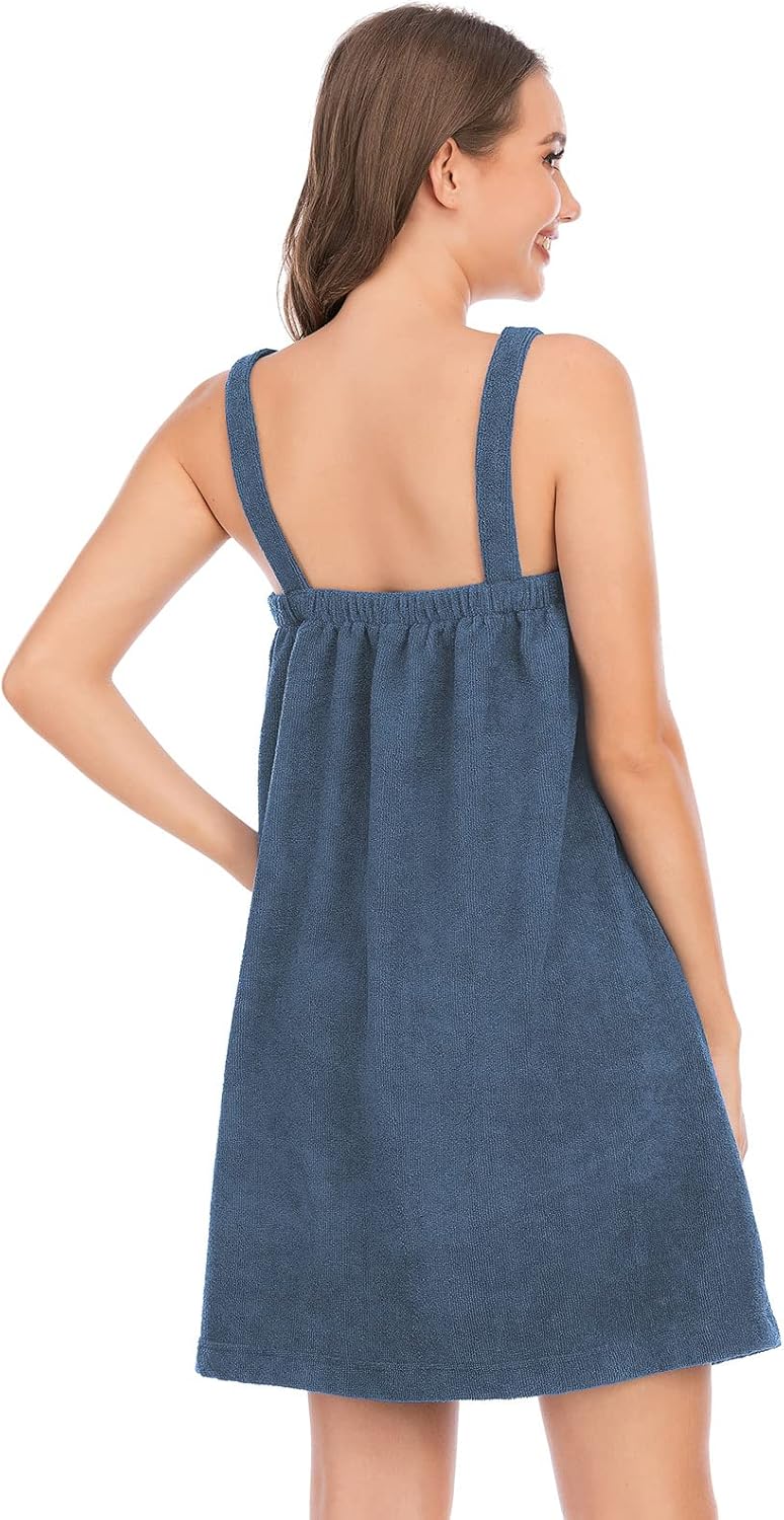 Veseacky Women Bath Wrap Towel for Womens Shower with Pocket Adjustable Spa Robe & Facial Headband