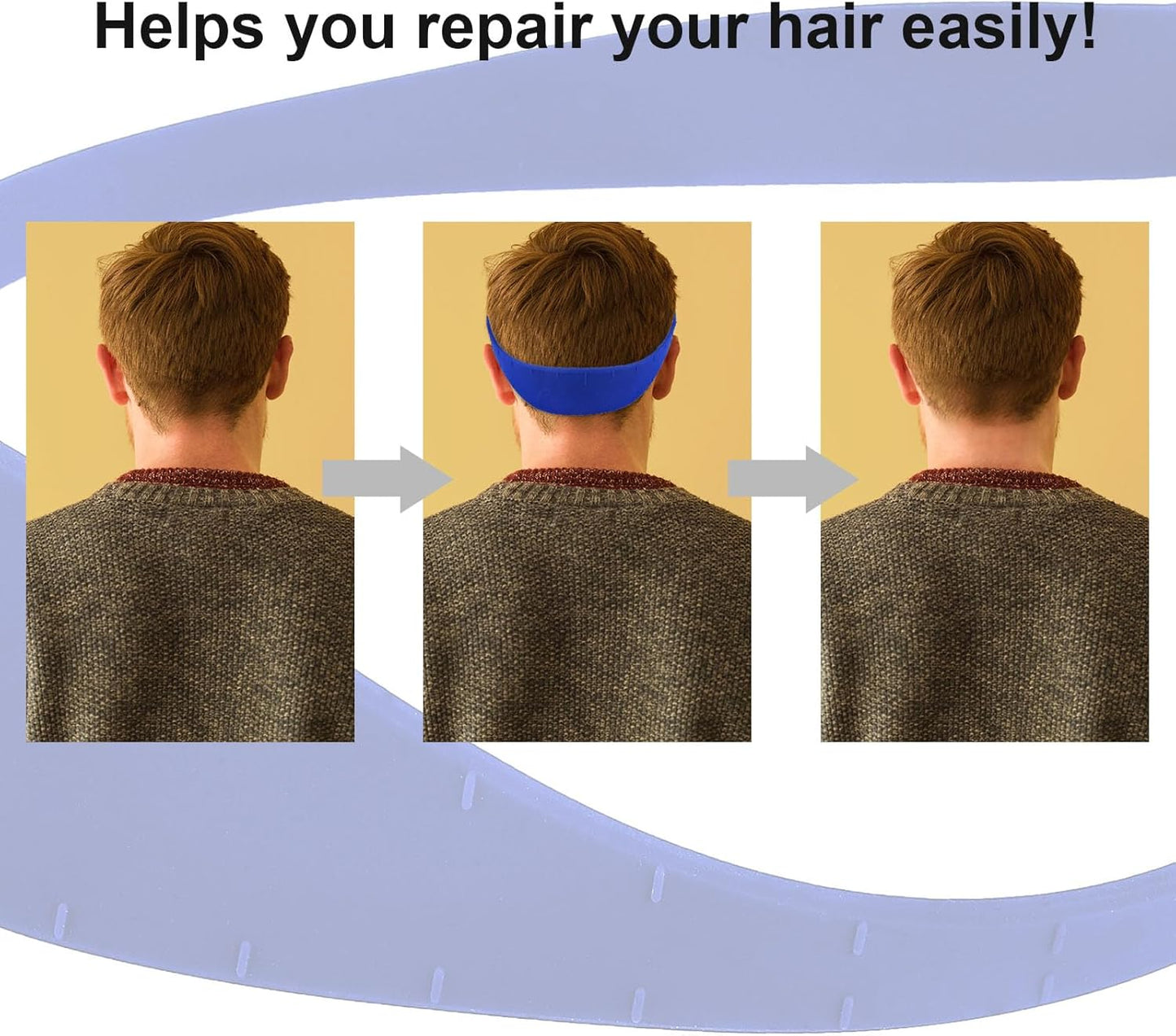 Neckline Shaving Template and Hair Trimming Guide, Silicone Curved Haircut Band for DIY Haircutting Creating Clean Straight Neck Hairline, Fade and Taper Guide for Hair Clippers (Blue)