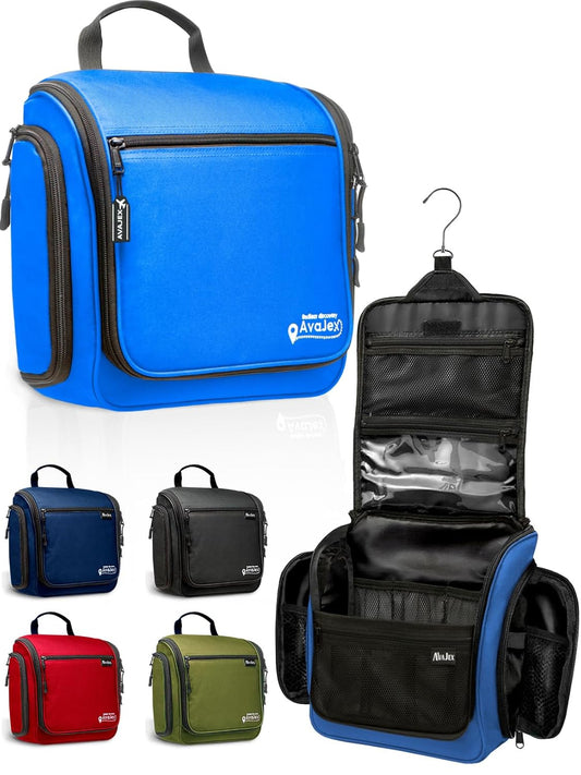 Travel Toiletry Bag for Men and Women - (10.6”x10.6”x3.2”) Large Hanging Toiletry Organizer - Waterproof Hygiene Bag with Metal XXL Swivel Hook, with Sturdy Zippers and 19 Compartments for Toiletries
