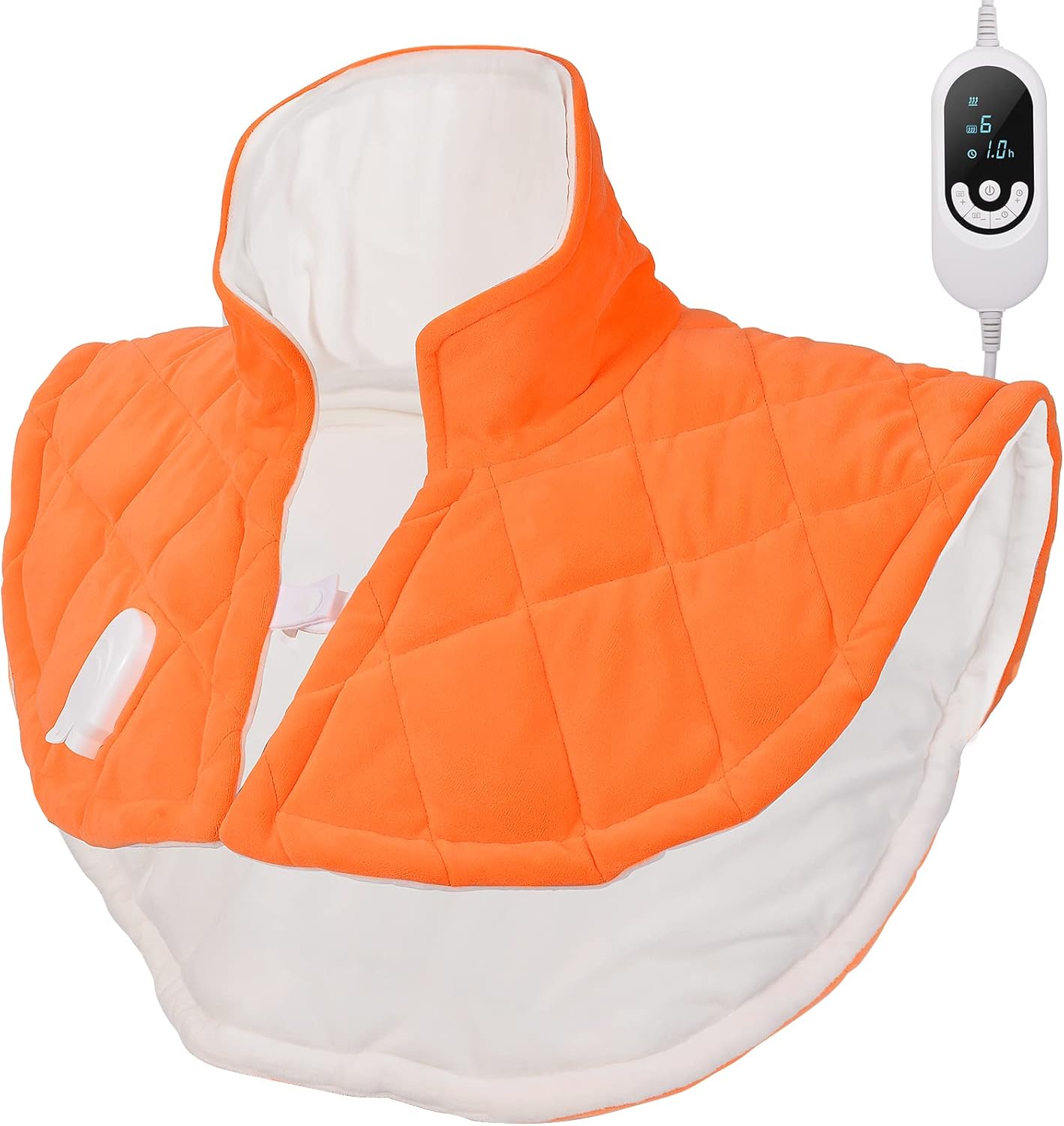 Electric Heating Pad for Neck and Shoulders, Far Infrared Heated Pad for Pain Back Relief, Weighted Electric Heating Pads with Auto-Off, Gifts for Women Men Mom Dad(L, Orange)