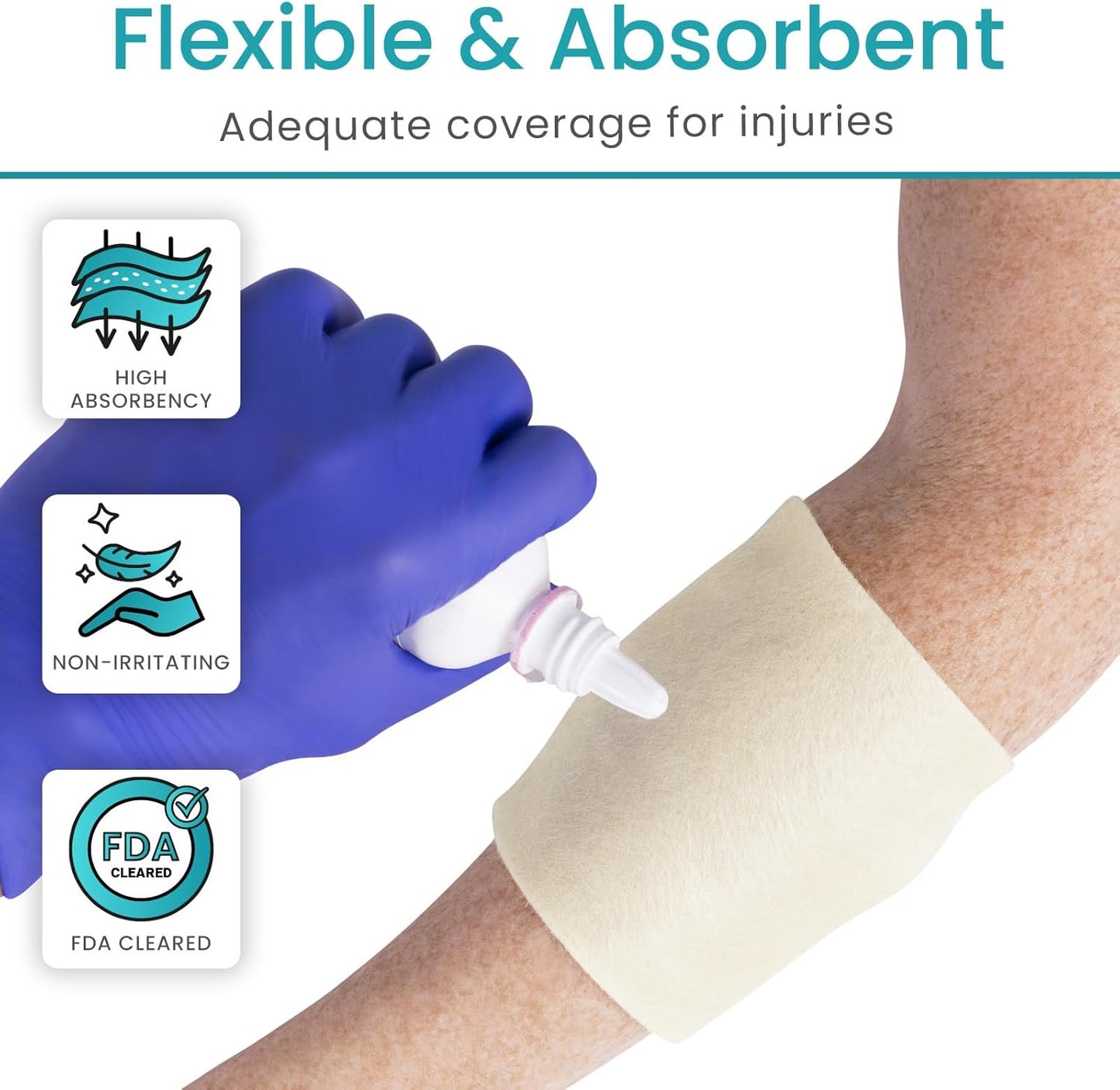 ViveCare Hemostatic Gauze (4"x4") - Quick Clot Dressing to Stop Bleeding - Wound Clotting Bandage Pads for First Aid Kit - Healing for Cuts, Abrasions, Lacerations - Product Made with Chitosan