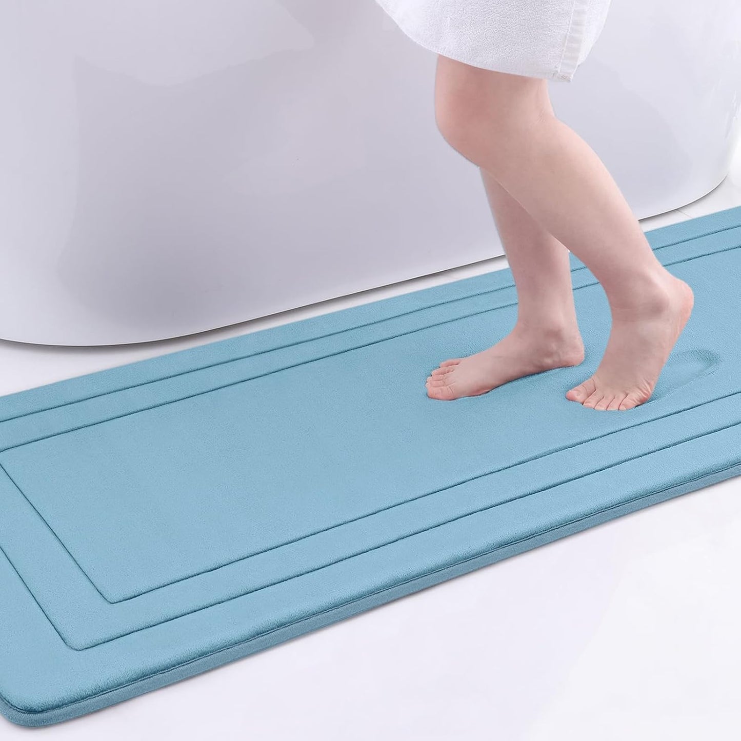 Arotive Memory Foam Bathroom Rug Mat 70x24, Ultra Soft and Absorbent Bath Mat, Machine Wash Dry, Comfortable Bath Rug Carpet for Bathroom Floor, Tub and Shower, Blue