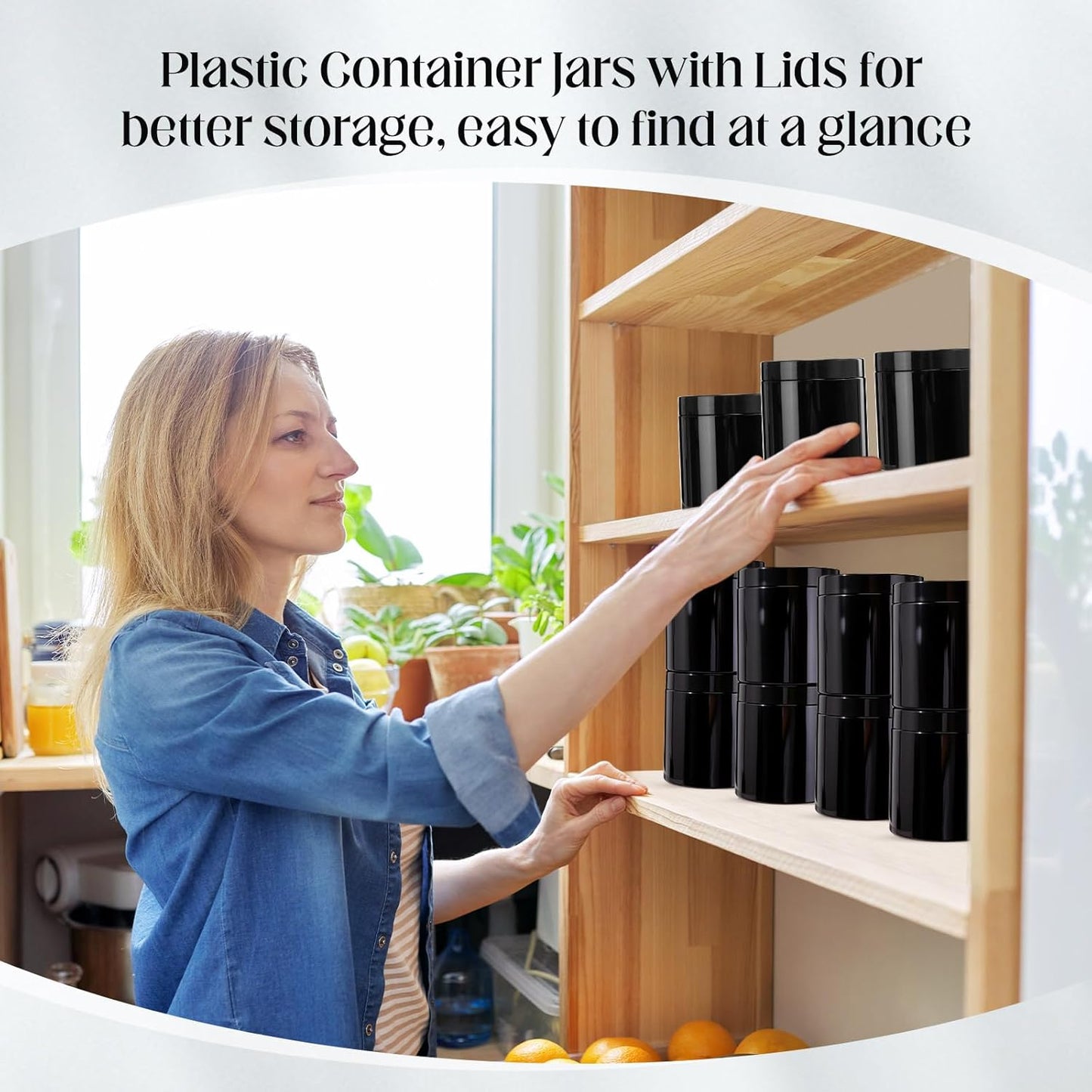 Patelai 4 Pieces Round Wide-mouth Leak Proof Plastic Container Jars with Lids for Travel Storage Makeup Beauty Products Face Creams Oils Salves Ointments DIY Making(16 Ounce,Pure Black)