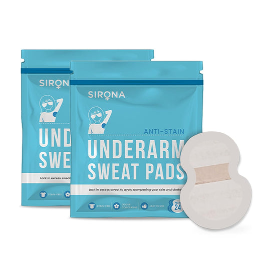 Sirona Disposable Underarm Sweat Pads for Men and Women - 24 Pads (Pack of 2) | Peel-Off | Stain Proof | Anti Perspiration