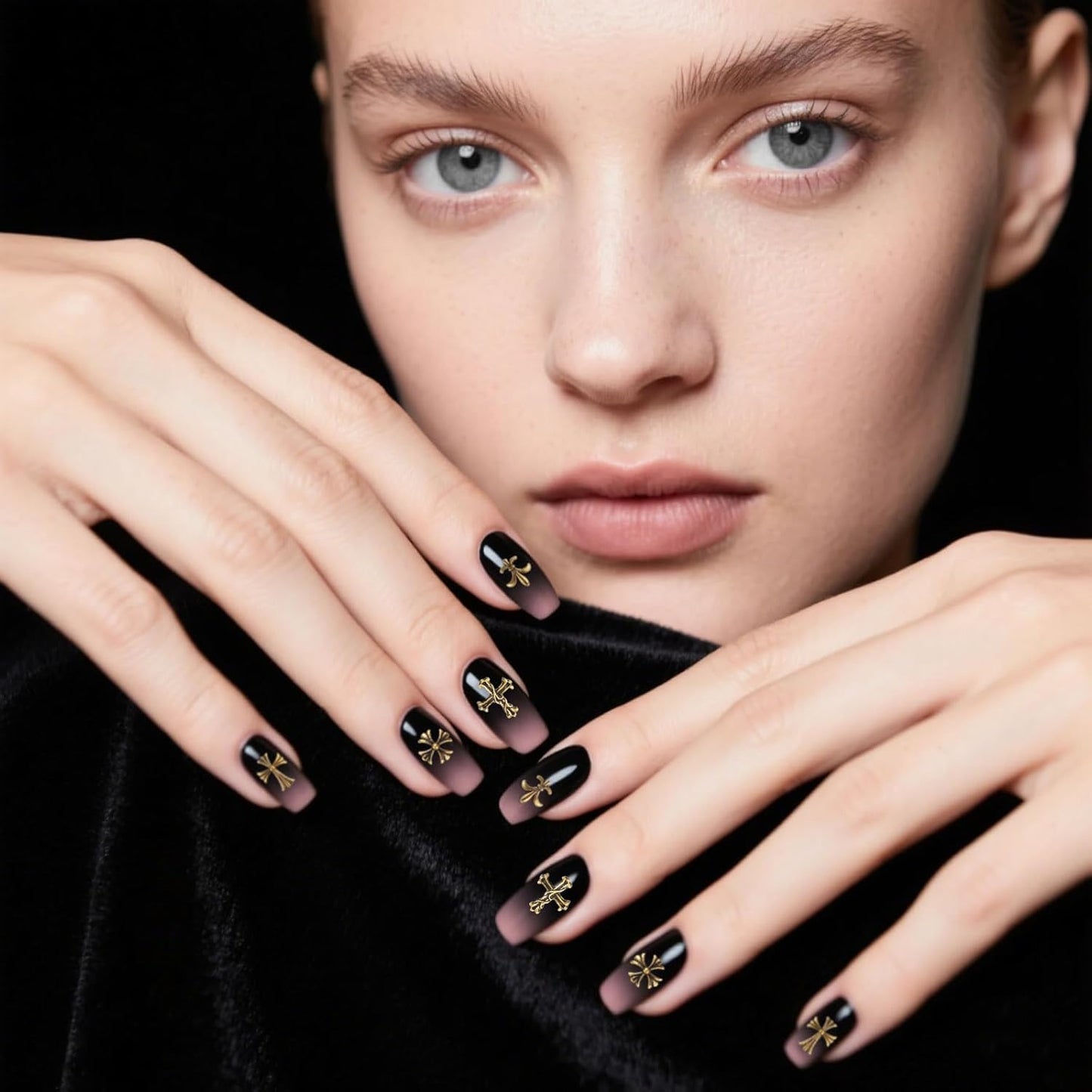 Artdone Nail Art Studs Kit, 3D Gold Cross Nail Charms and Star Gems Bulk Nail Jewels Shiny Crosses for DIY Professional Manicures Decoration