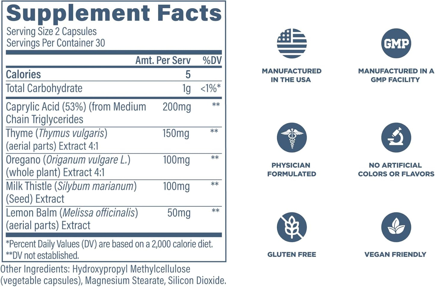 Revive MD Gut Health Supplements for Men & Women - Daily Gut Repair & Digestive Health Support Formula with Thyme, Oregano & Milk Thistle - Vegan-Friendly, Gluten-Free - 60 Vegetarian Capsules