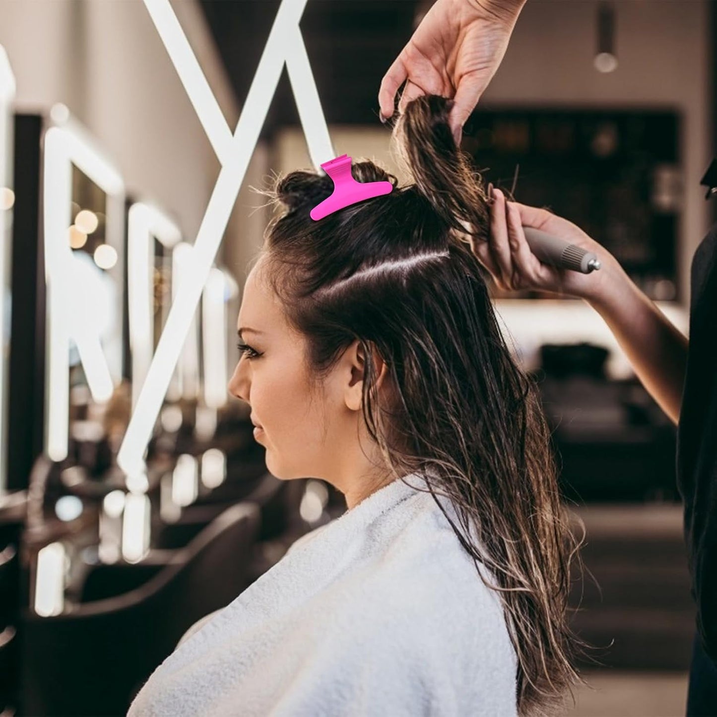 Ondder Purple Hot Pink Butterfly Hair Claw Clips for Styling & Sectioning - Pro Clamp Clips for Makeup, Cutting & Coloring - Hair Accessories for Women & Girls