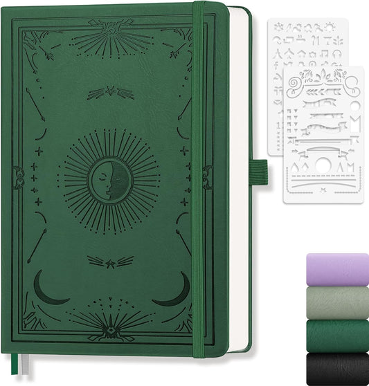 Plain Journal for Women Men, 192 Pages A5 Notebook Journal, Hardcover Notebook with 100Gsm Thick Pages, Leather Note Book for Writing, Travel, Business, Office, Prayer 5.7 x 8.3, Dark Green