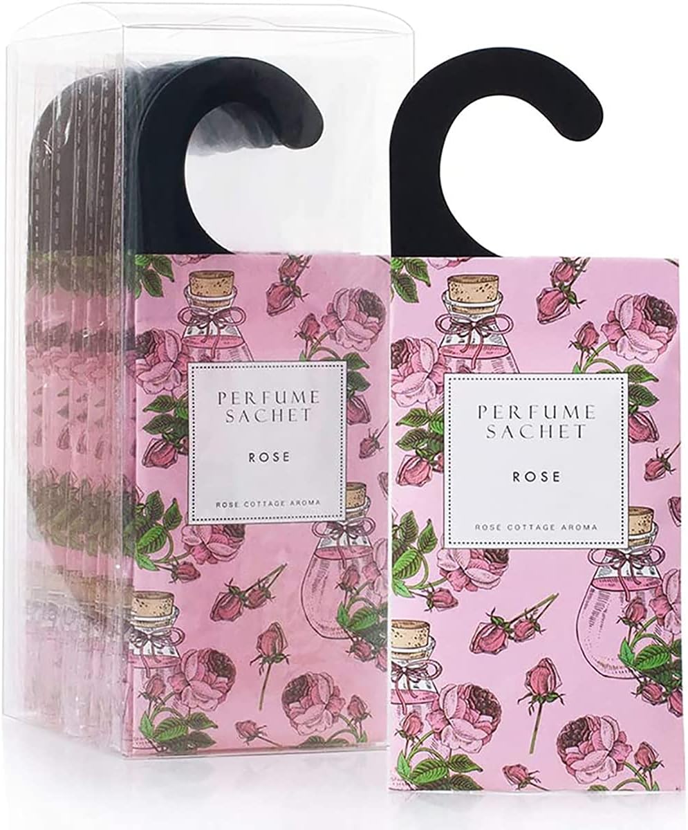 Large 12 Packs Rose Hanging Closet Deodorizer Air Freshener Long Lasting Scented Sachets Smell Goods for House
