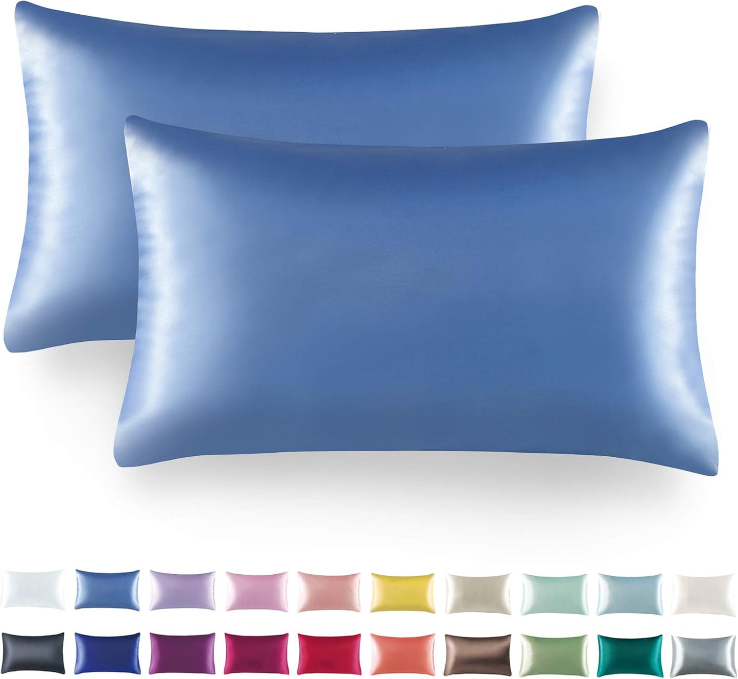 Tyfitb Satin Pillowcase Set for Hair & Skin Care – Cooling, Hypoallergenic, Anti-Frizz, Wrinkle-Free – Soft, Luxurious Pillowcases with Envelope Closure – 2-Pack, Queen Size 20x30, Gift-Ready