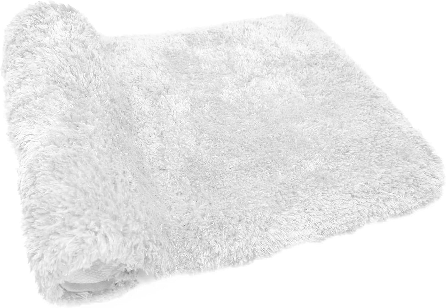 FIFU Bathroom Rugs 24" W x 36" L, Bath Mat for Bathroom, Bedroom, Laundry Room & Kitchen, Non-Slip Rubber Latex Backing, Extra Soft and Absorbent Microfiber Carpet, Machine Washable Rug, White