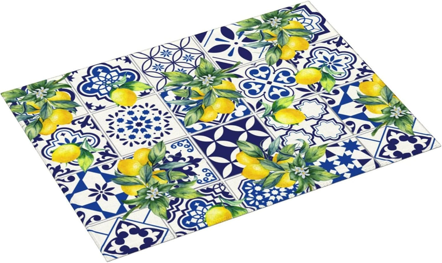 Lemon Mexican Tilt Dish Drying Mat For Kitchen Counter Absorbent Large Kitchen Fast Dry Pad Reusable Washable Protector Rack Large Mat 18 X 24