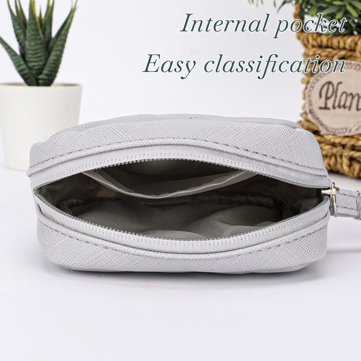 2 Pcs Sanitary Napkin Storage Bag,Period Bag, Period Pouch,Feminine Menstrual Pad Tampon Organizer,Portable Sanitary Pads Pouches First Period Kit for Teen Girls Women Ladies(Black&Grey)