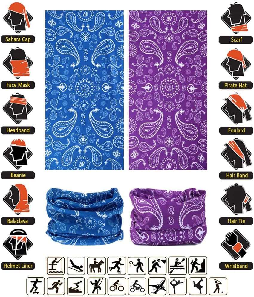 Headband Neck Gaiter Head Wrap Headwear Face Mask Magic Scarf Bandana for Men and Women