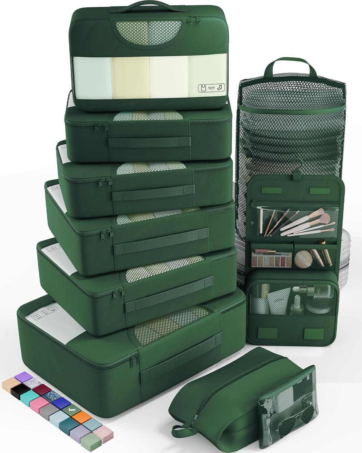 Veken 10 Set Packing Cubes for Travel Essential, Suitcase Organizer Bags in 4 Sizes, Carry-On Luggage Accessories with Large Laundry & Hanging Toiletry Bag, Must-Have for Airplane, Road Trip & Camping