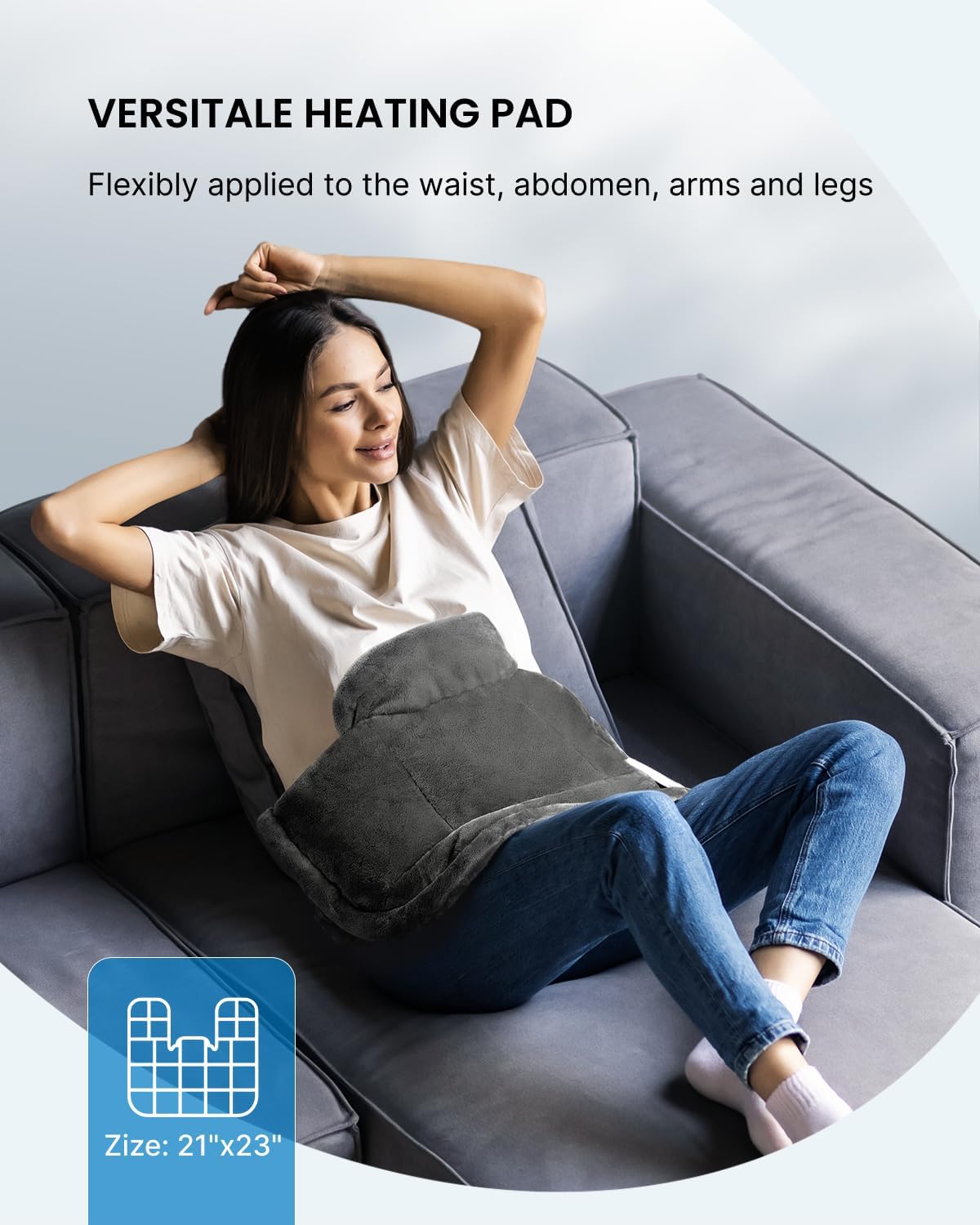 RENPHO Heating Pad for Neck and Shoulders and Back, Birthday Christmas Gifts for Women Men, FSA Eligible Items Only List, Edge Weighted Electric Heat Pad for Pain Relief, ETL Certified, 21"x23" Gray