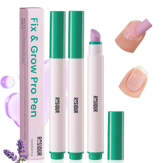 3PCS Ceramic Cuticle Oil Pusher Pen: 3-in-1 Nail Cuticle Buffer Pens for Hangnails, Dry & Damaged Nails, Moisturize Strengthen Brighten Nails Care