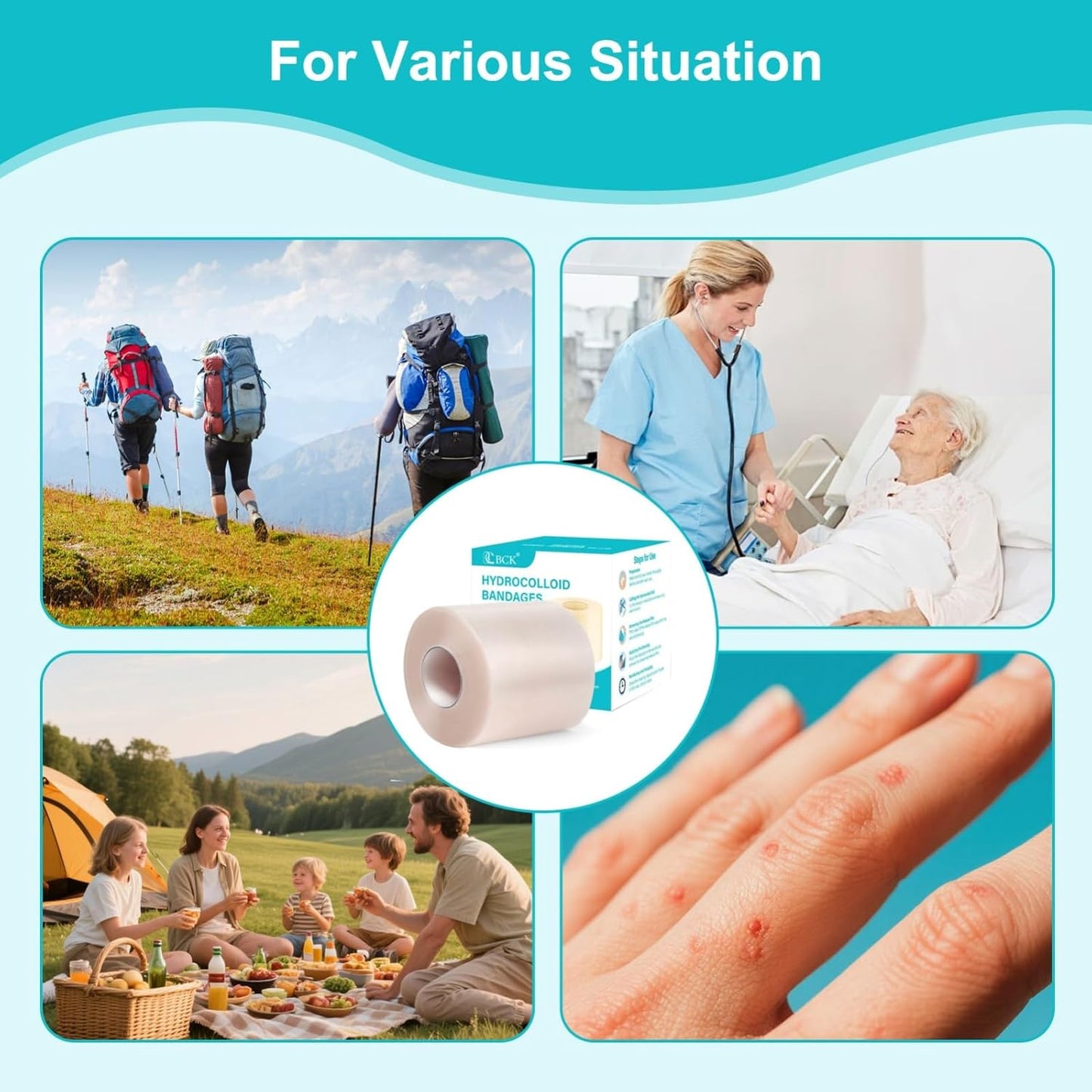 Hydrocolloid Bandages Roll 1.9” x 118”Inch, Hydrocolloid Roll Gel Bandages for Wounds, Large Hydrocolloid Patch with Self-Adhesive, Ultra Absorbent, Flexible & Waterproof, DIY Size & Shape