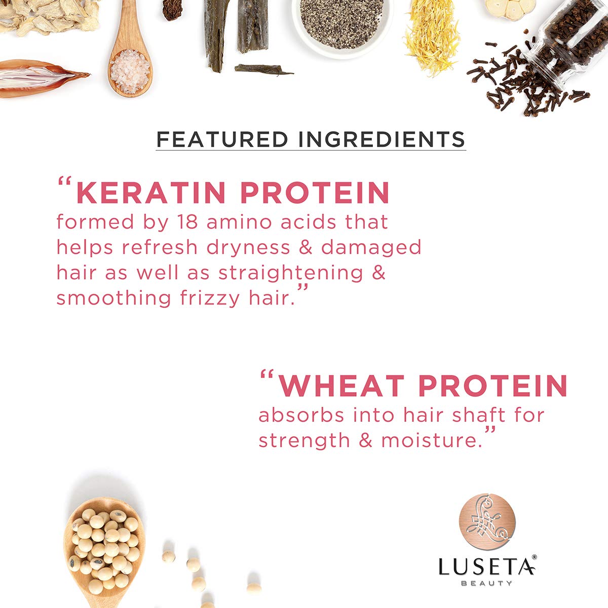 Luseta Keratin Smooth Shampoo and Conditioner Set Moisturizing and Hydrating for Damaged and Dry Hair Prevent Further Breakage Free of Sulfate and phosphate