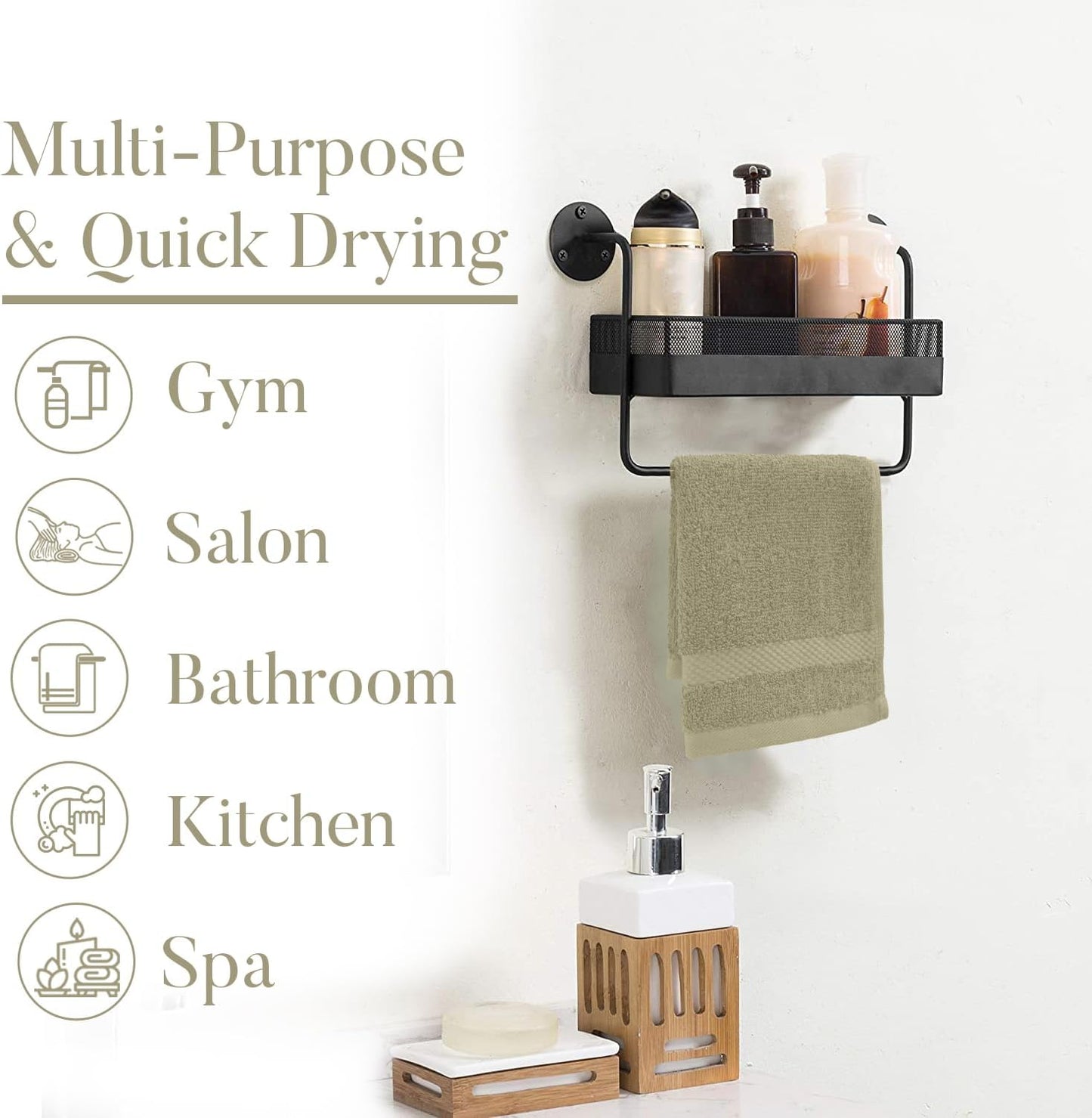 DAN RIVER 12-Pack Premium 100% Cotton Beige Face Towels – Reusable Face Towel Set, Soft & Absorbent Thin Wash Cloths for Bathroom & Body – Hand and Face Towels, 550 GSM (12x12 in)