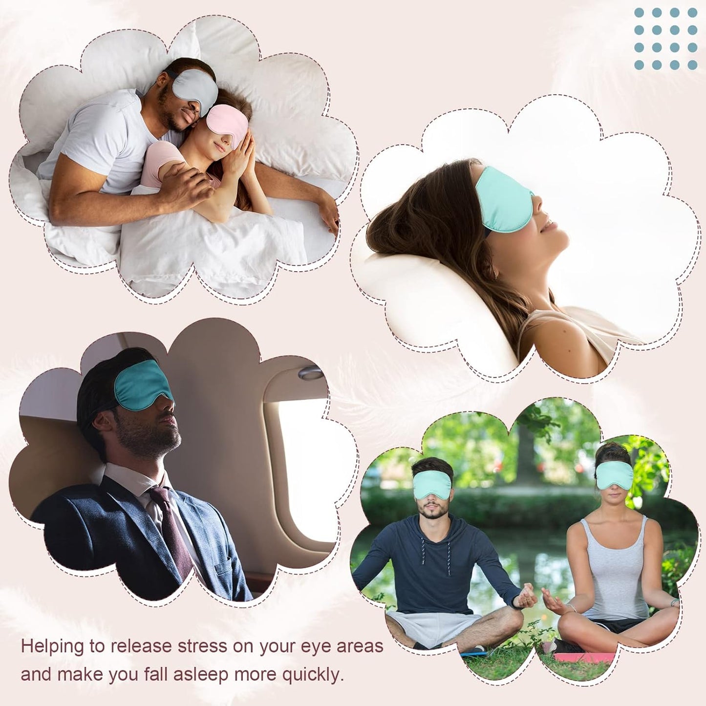 Bbto 4 Pcs Silk Sleep Eye Masks Smooth Soft Satin Eye Covers with Adjustable Strap Blindfold for Sleeping Blocking Out Lights Travel Relaxation(Multicolor)