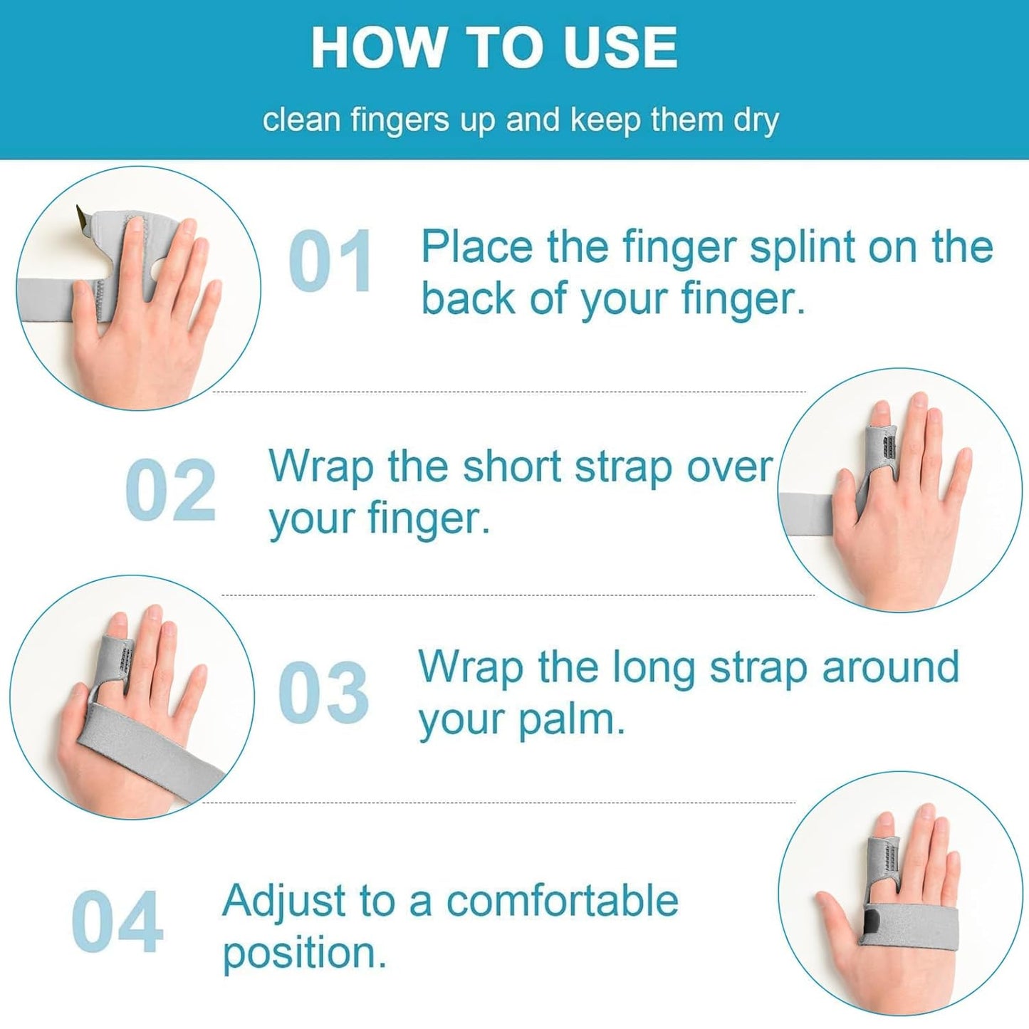 Sumifun Finger Brace, Trigger Finger Splint for Index Middle Ring Pinky Finger Arthritis Pain, Tendon Injury, Broken Mallet Finger Stabilizer Supports for Dislocated Knuckle Immobilizer Wrap,Grey