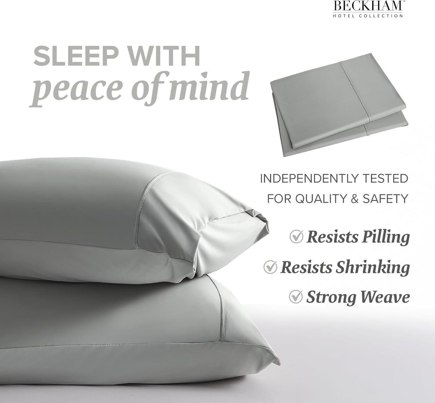 Beckham Hotel Collection Cooling Pillowcases for Hot Sleepers, King Size Set of 2, Cool Bedding, Envelop Closure, Silky Soft, Breathable, Moisture-Wicking, Dark Gray