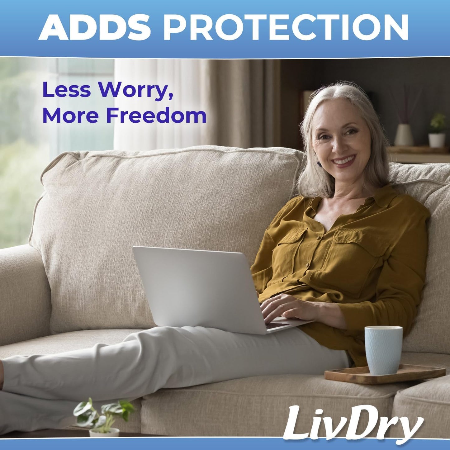 LivDry Incontinence Booster Pads, Use with Adult Diapers for Women and Men, Extra Comfort Softness, Disposable Pad (20 Count, Regular Length)