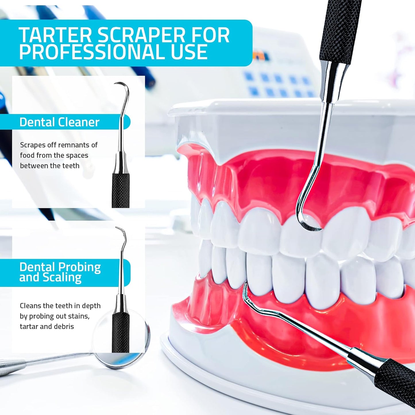 Utopia Care Professional Dental Tartar Scraper Tool, Dental Pick, 6.5 Inch Double Ended Tartar Remover for Teeth, Plaque Remover, Tooth Scraper, Black, 1 Piece